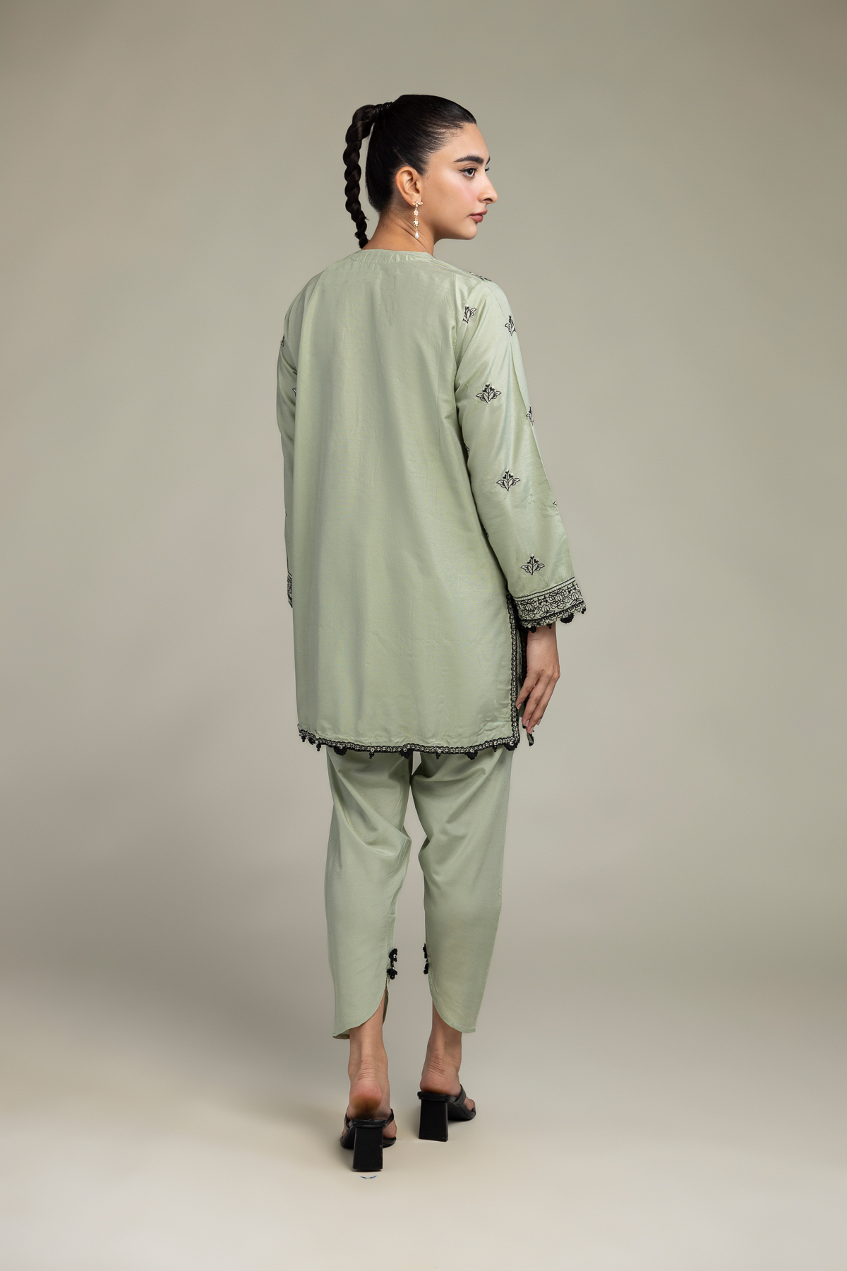Embroidered Raw Silk Floral Silk Kurta - 8-26-303-A-C1-VG