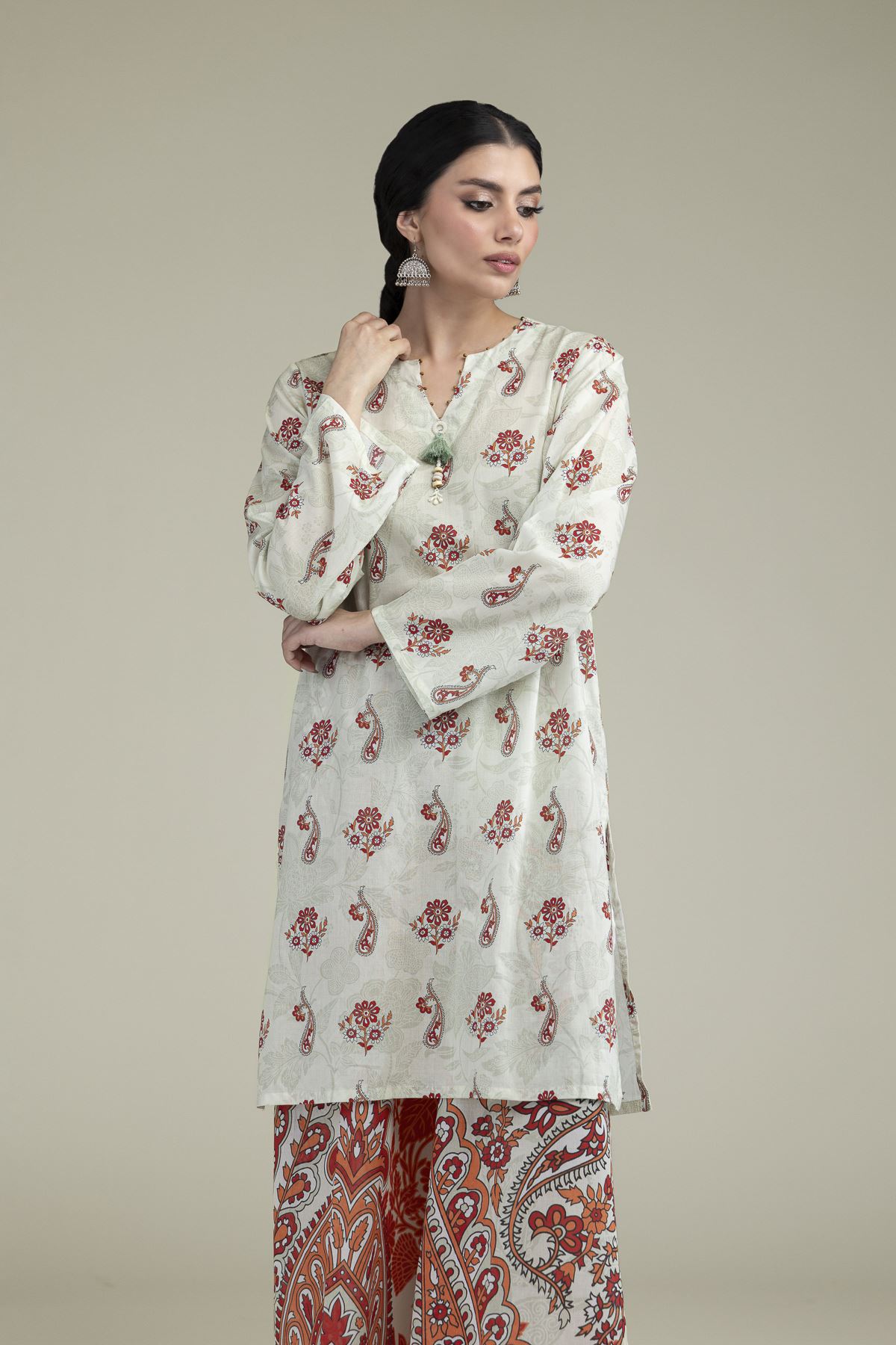Printed Lawn Fabrics 2 Piece | Top and Bottom - A22-26-214FH1-VG