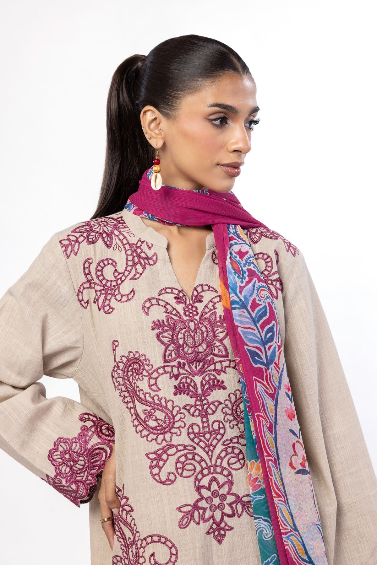 Embroidered Crosshatch Fabrics 3 Piece - CV01A-VG