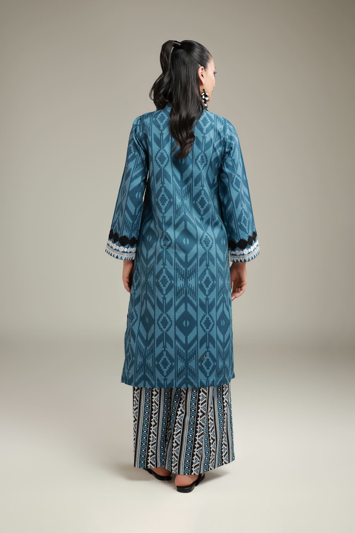 Embroidered Cotton Dobby Long Cotton Kurta - 26-02-1E13-02TA-VG
