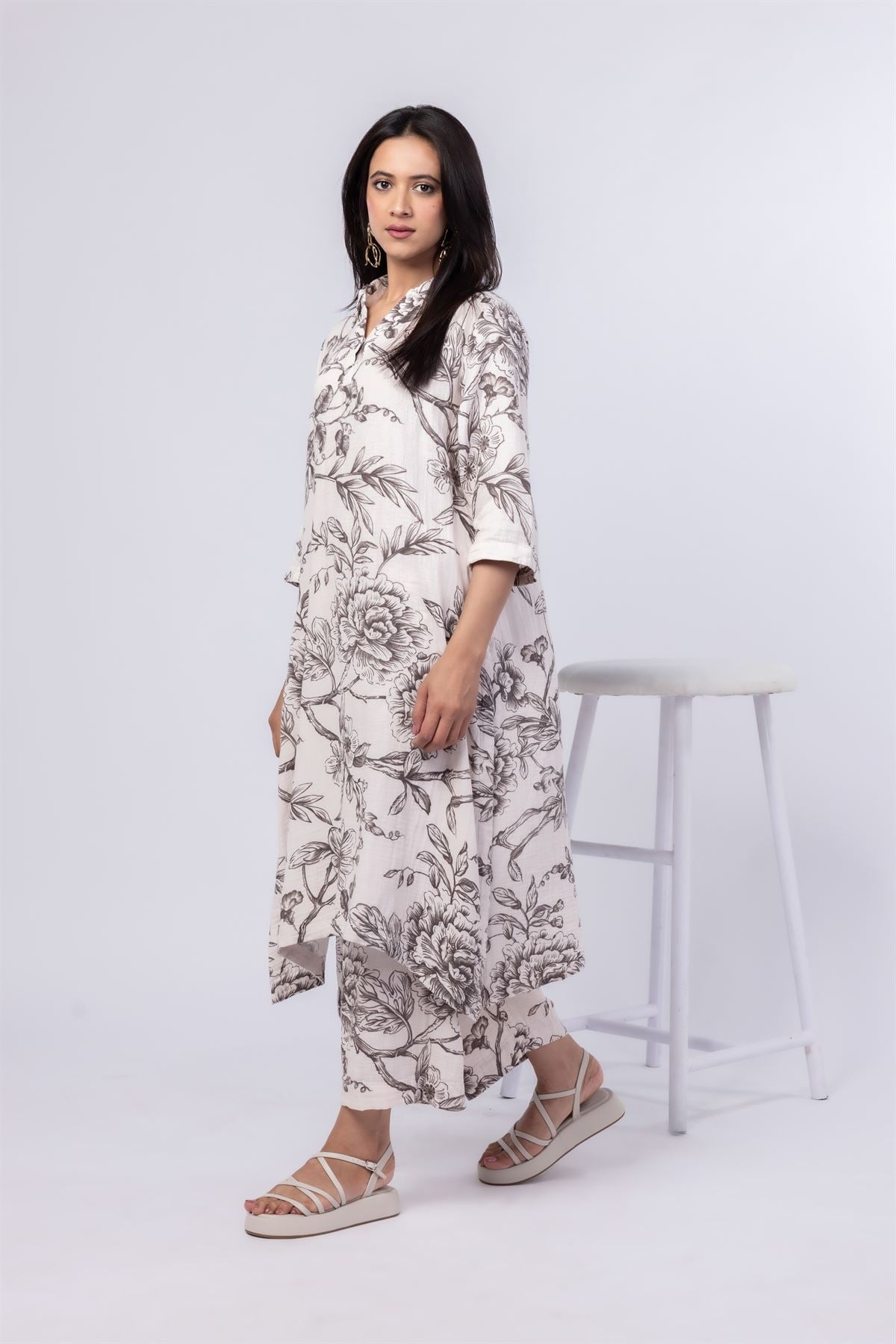 Printed Cheese Cloth Pants - 25-07-7E1-10TA-VG