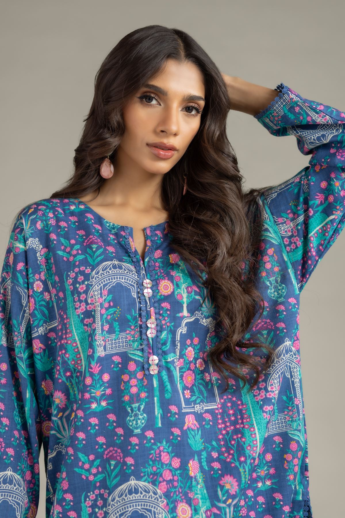 Printed Heavy Textured Cotton Kurta - 25-09-12E2-01TA-VG