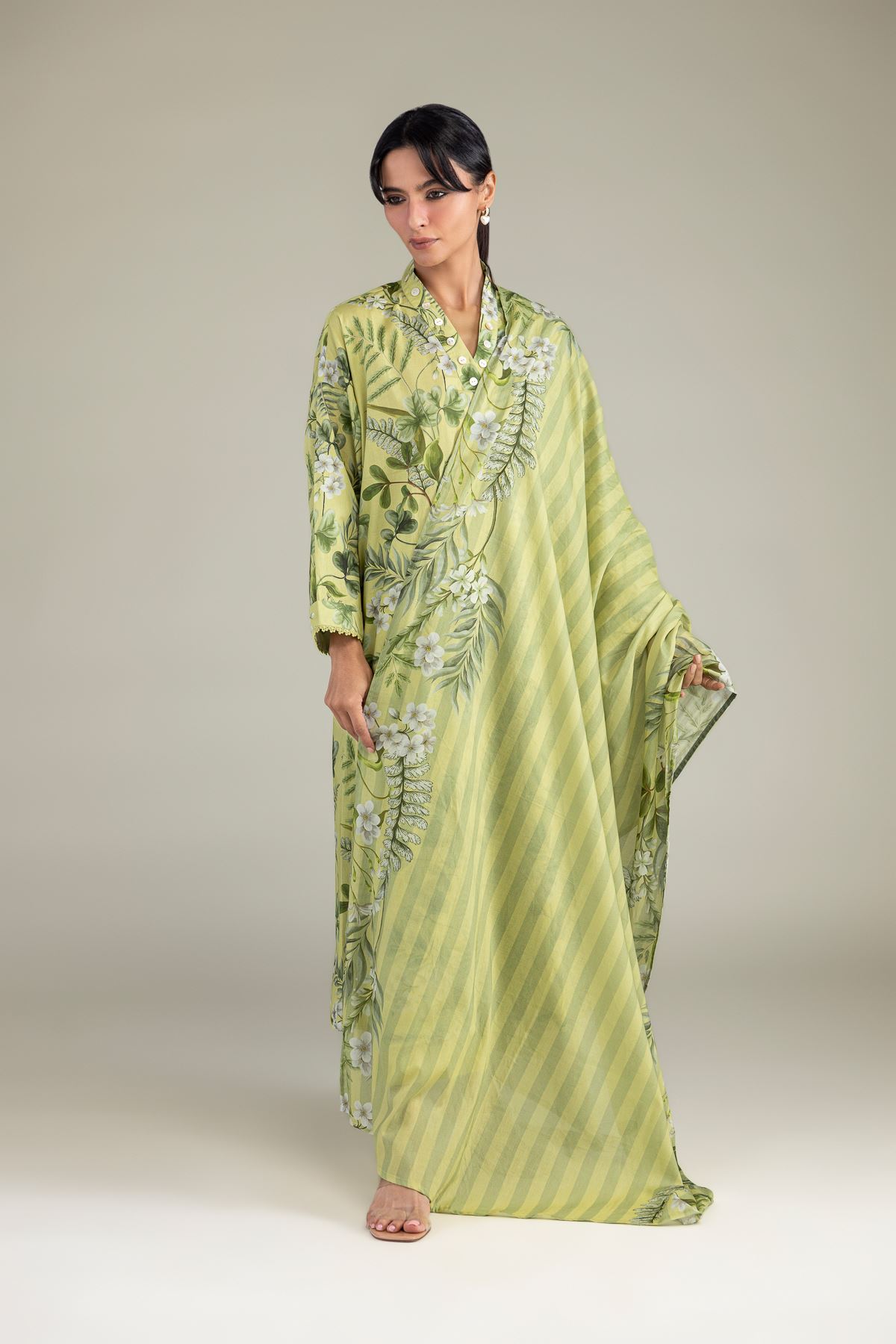 Printed Lawn Floral Lawn Dupatta - 1-26-305-C-H2-VG