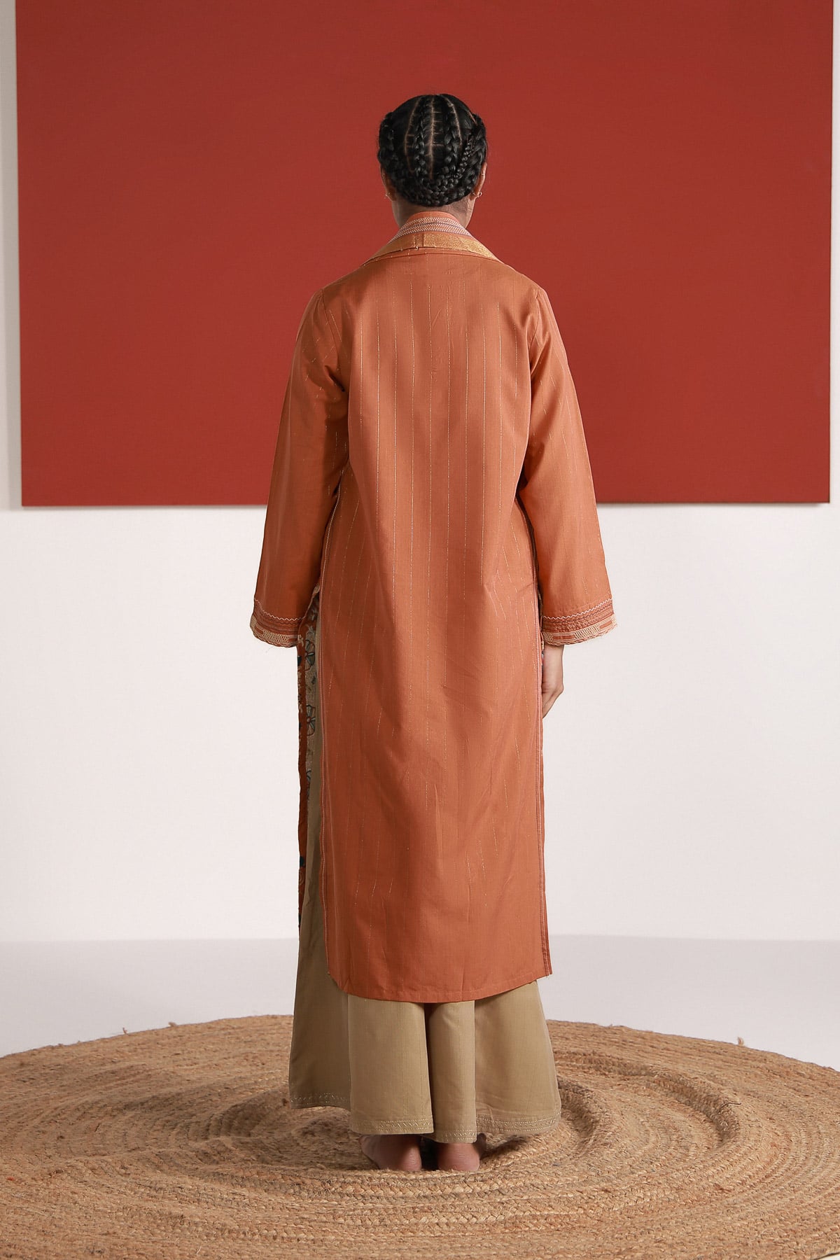 Yarn Dyed Embroidered Handwoven Kurta - 2-26-202-A-D-VG