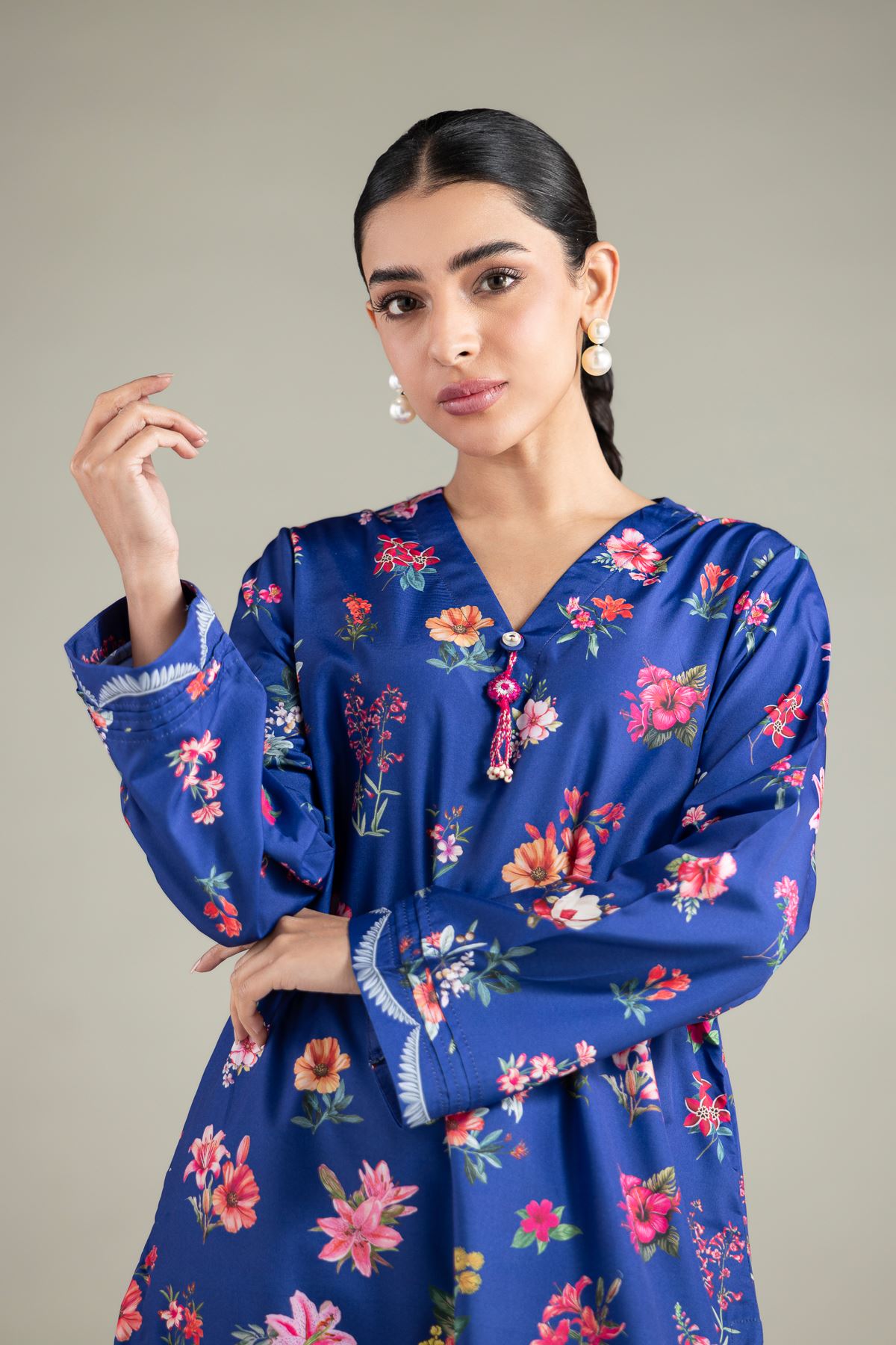 Printed Polyester Silk Kurta - 1-26-105-A-A-VG
