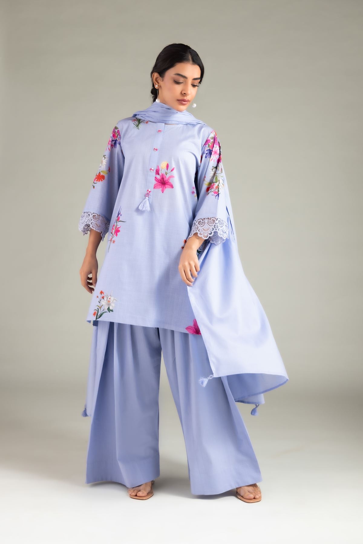 Dyed Textured Lawn Dupatta - 1-26-102-A-F-VG