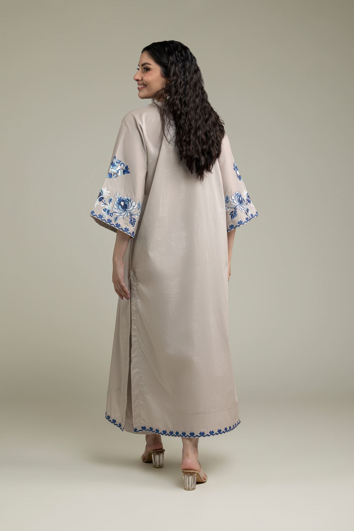 Embroidered Cambric Long Floral Kurta - 1-26-231-A-F1-VG