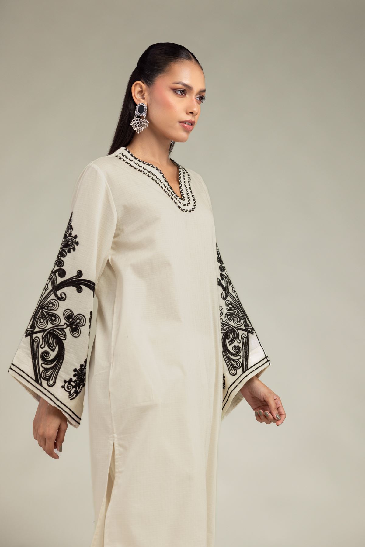 Embroidered Cotton Dobby Floral Cotton Kurta - 1-26-225-A-C1-VG