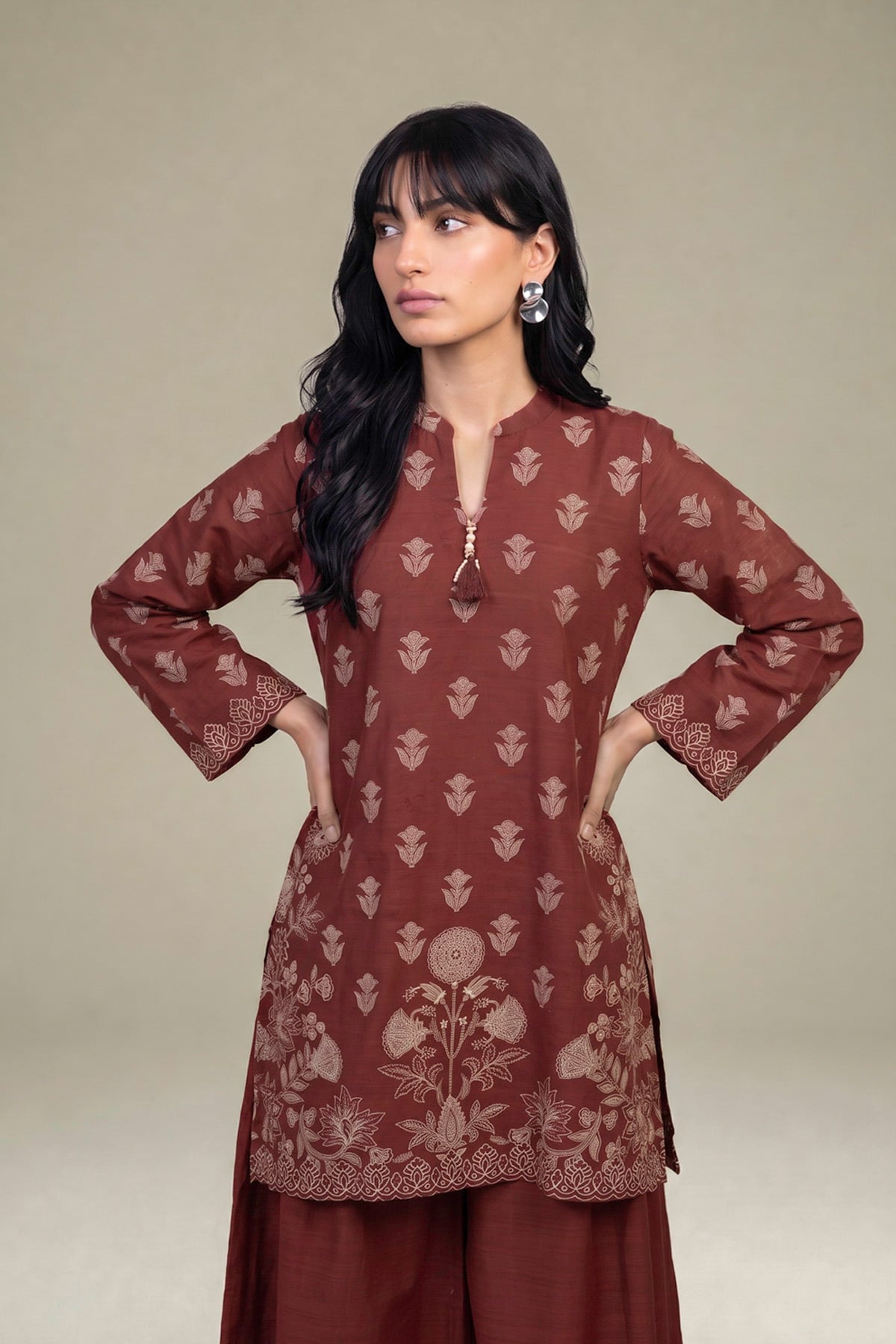 Printed Light Khaddar Floral Printed Kurta - 2-26-403-A-E1-VG