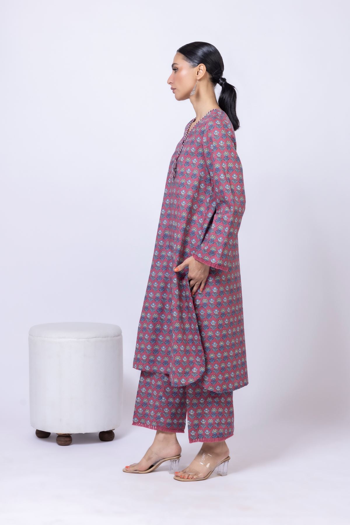 Printed Cotton Dobby Pants - 25-04E43-01TB-VG