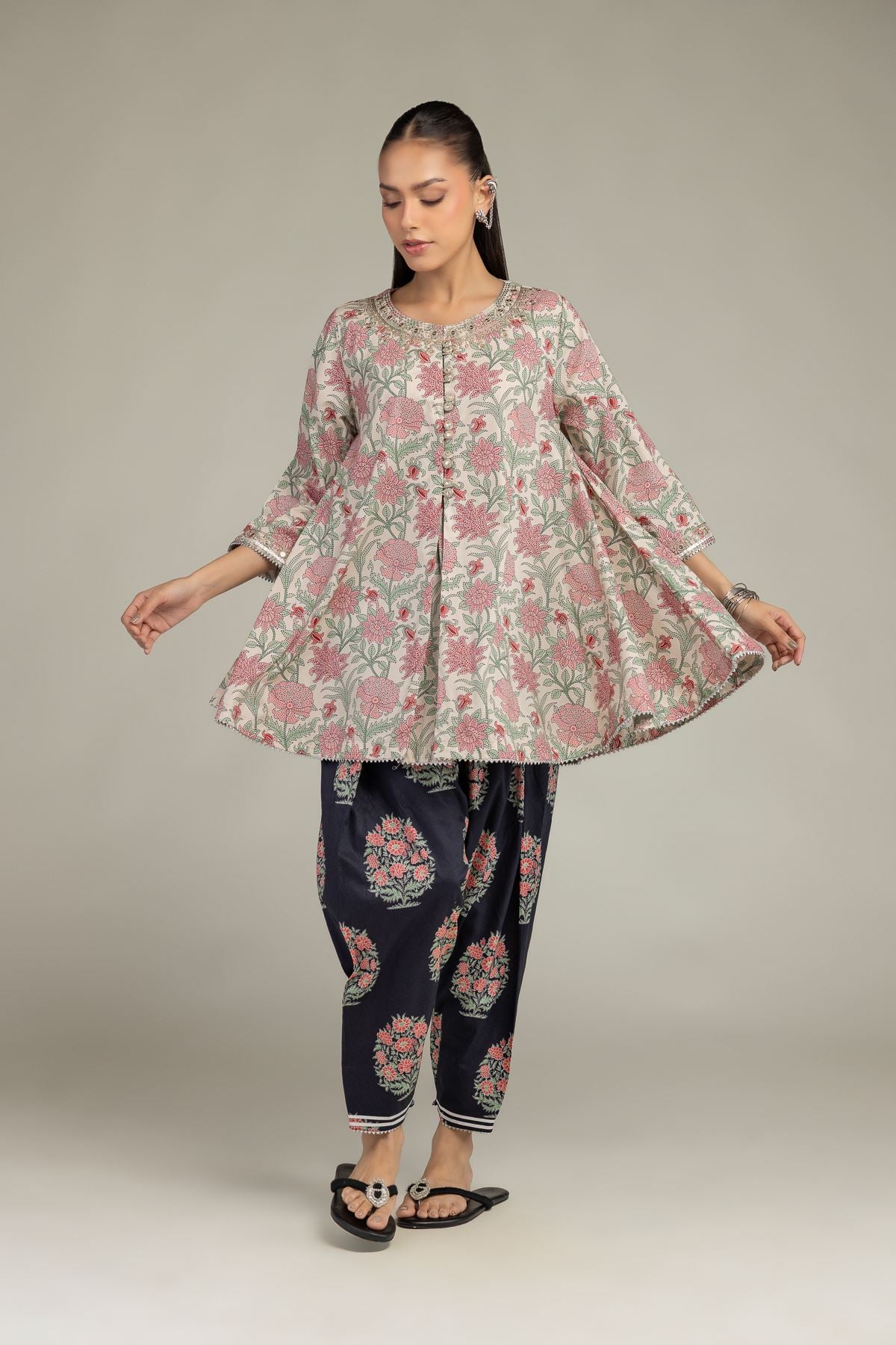 Embroidered Cotton Viscose Floral Cotton Shalwar - 1-26-234-A-B1-VG