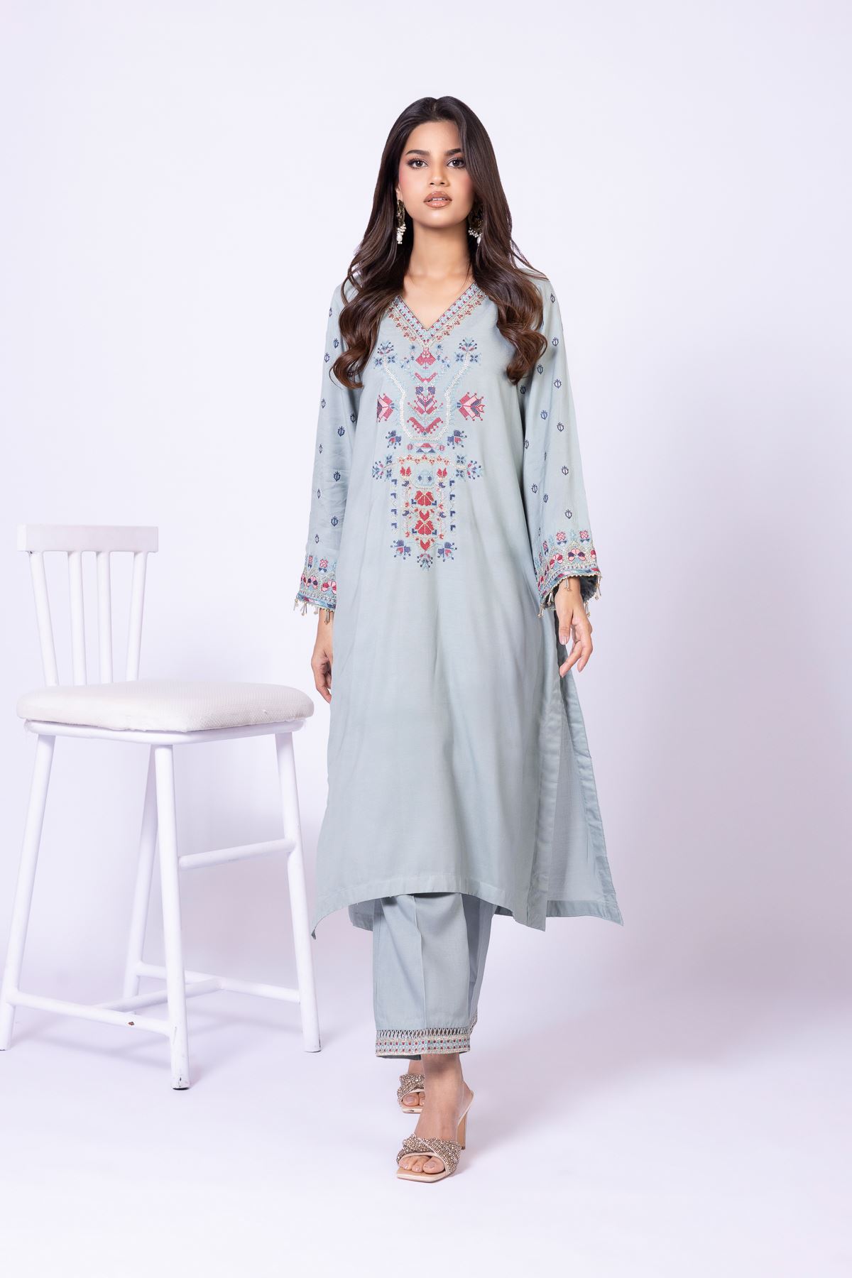 Embroidered Raw Silk Kurta - 25-10-10S5-01TA-VG