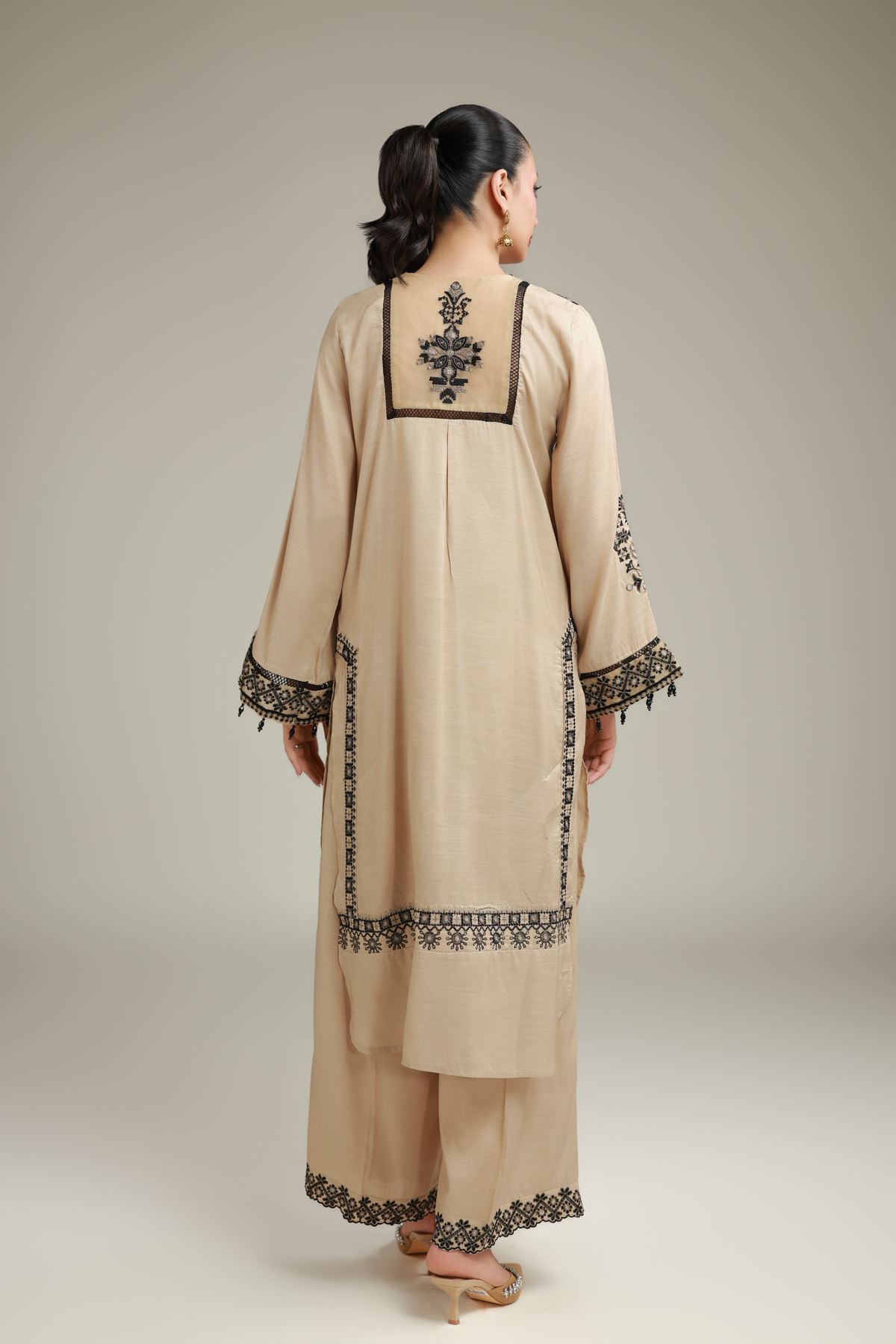 Embroidered Raw Silk Geometric Silk Kurta - 1-26-137-A-B-VG