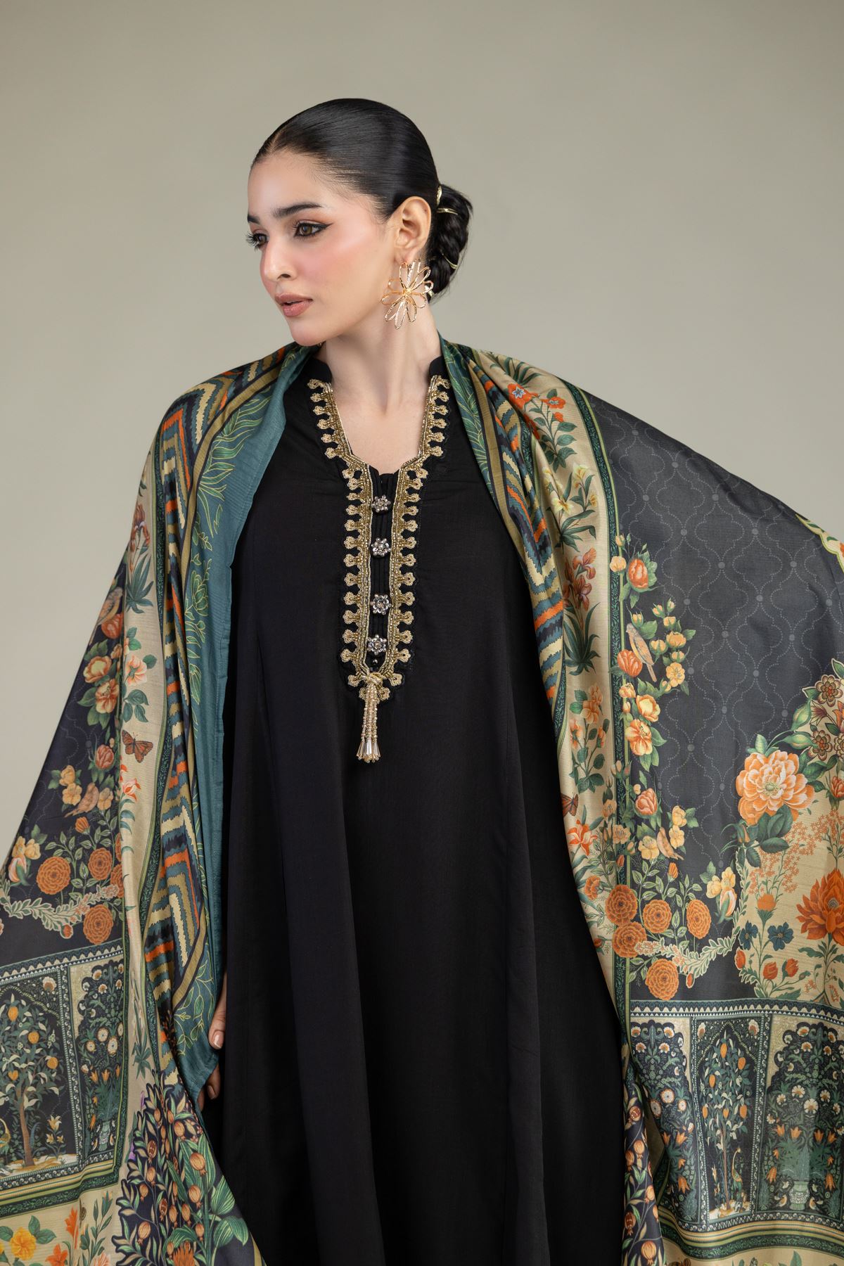 Printed Polyester Silk Floral Silk Dupatta - 2-26-203-A-A1-VG