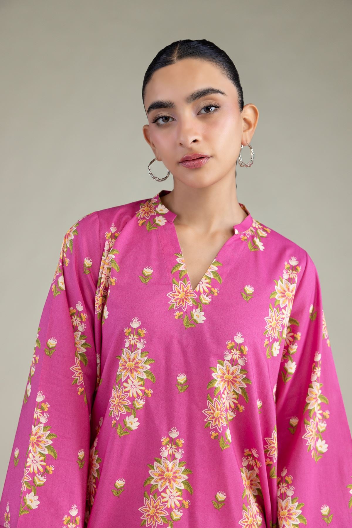 Printed Cambric Floral Cambric Kurta - 8-26-303-A-C1-VG