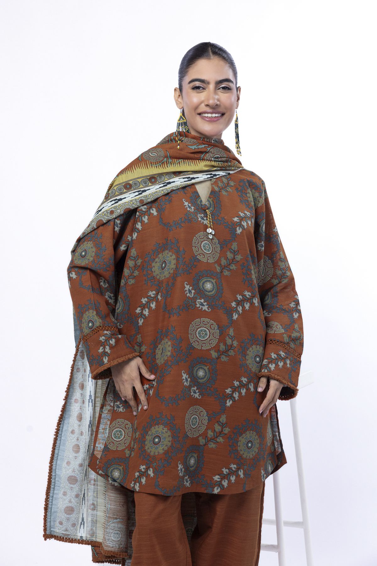 Printed Light Khaddar Fabrics 3 Piece - KRN16A-VG