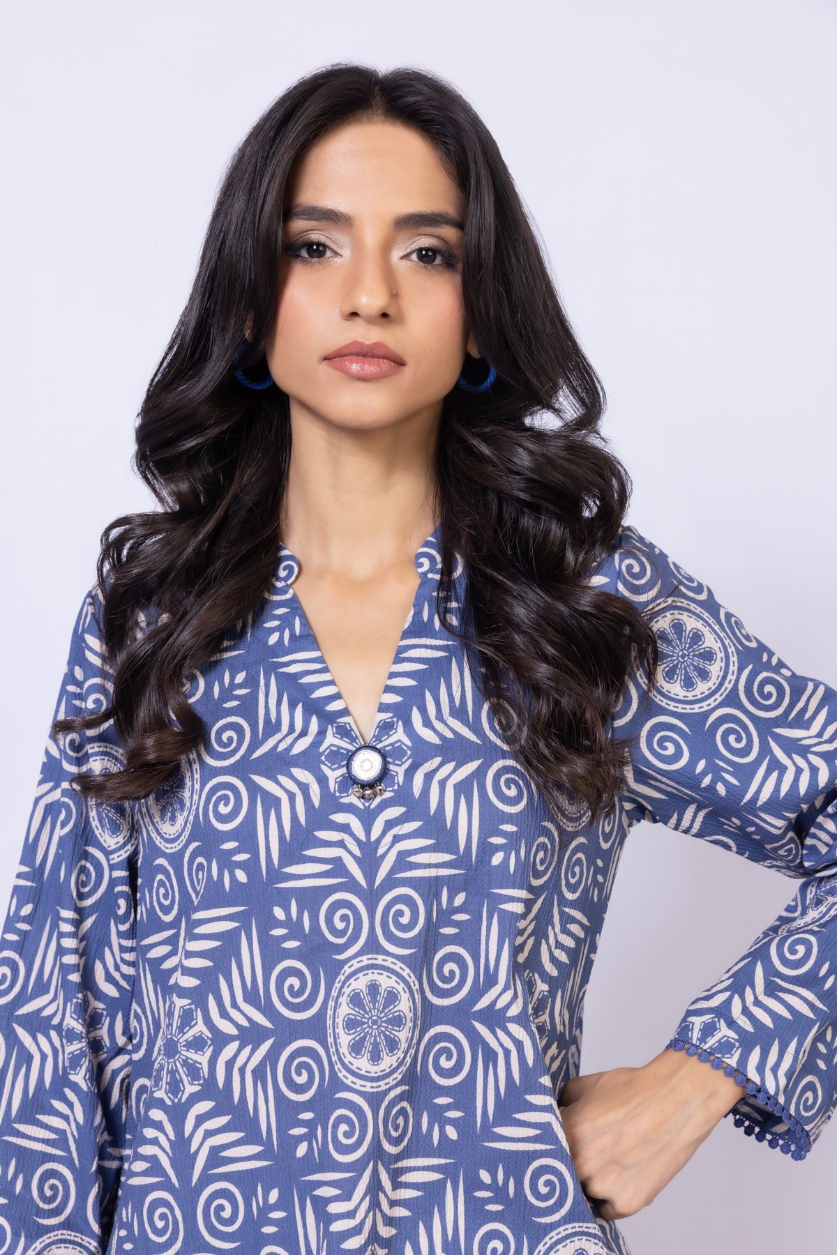 Printed Cotton Crinkle Kurta - 25-09-10E8-06TA-VG