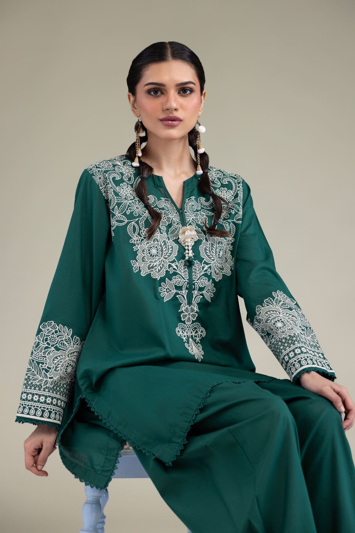 Printed Cambric Green Cambric Kurta - T-A11-26-118FI2-VG
