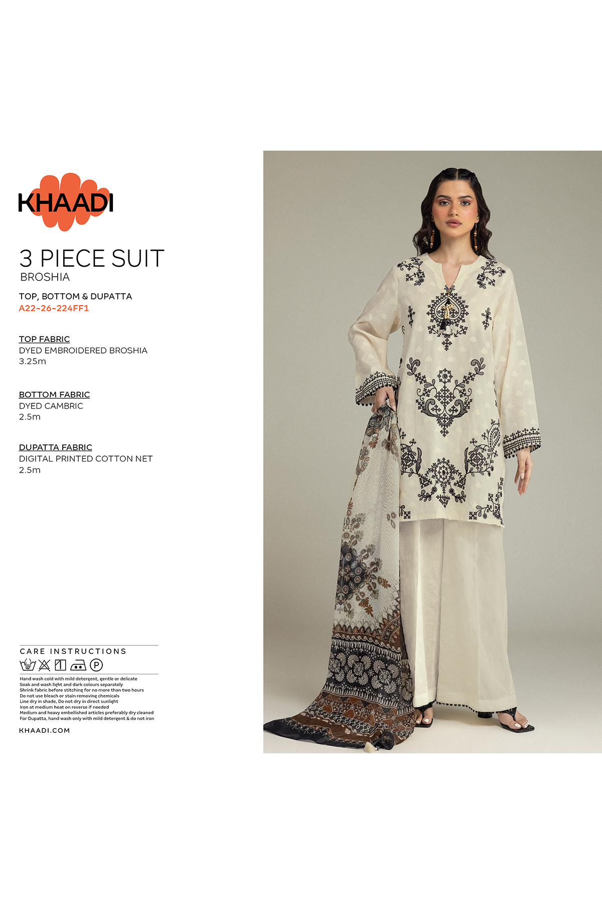 Embroidered Broshia Fabrics 3 Piece - 1-26-102-A-F-VG