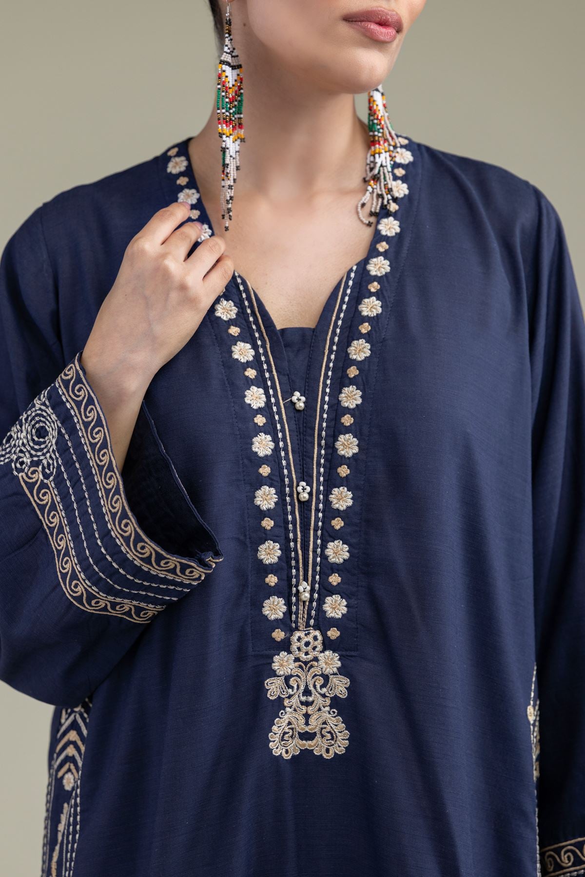 Embroidered Raw Silk Raw Silk Kurta - 1-26-238-A-C1-VG