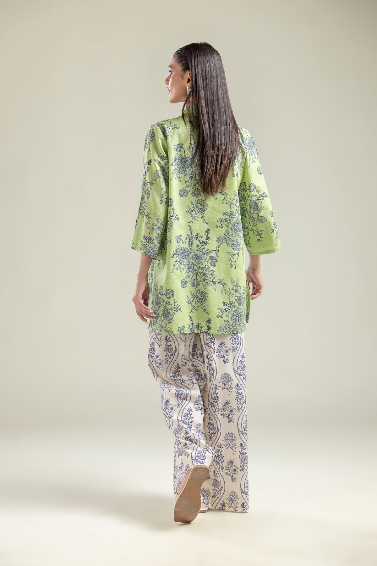 Printed Cotton Dobby Green Floral Kurta - 1-26-204-A-H1-VG