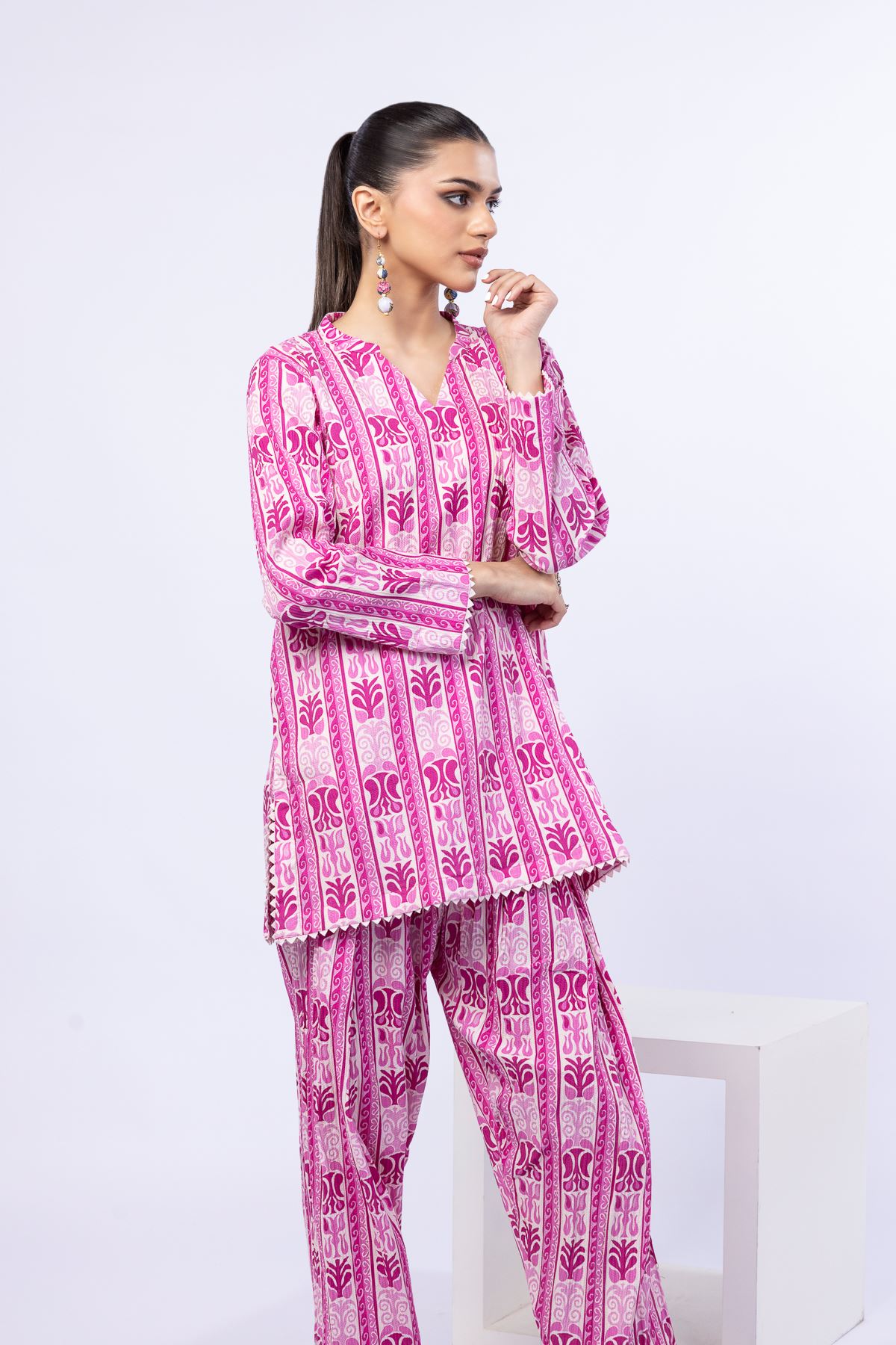 Printed Ripple Crinkle Kurta - 25-04E48-07TA-VG
