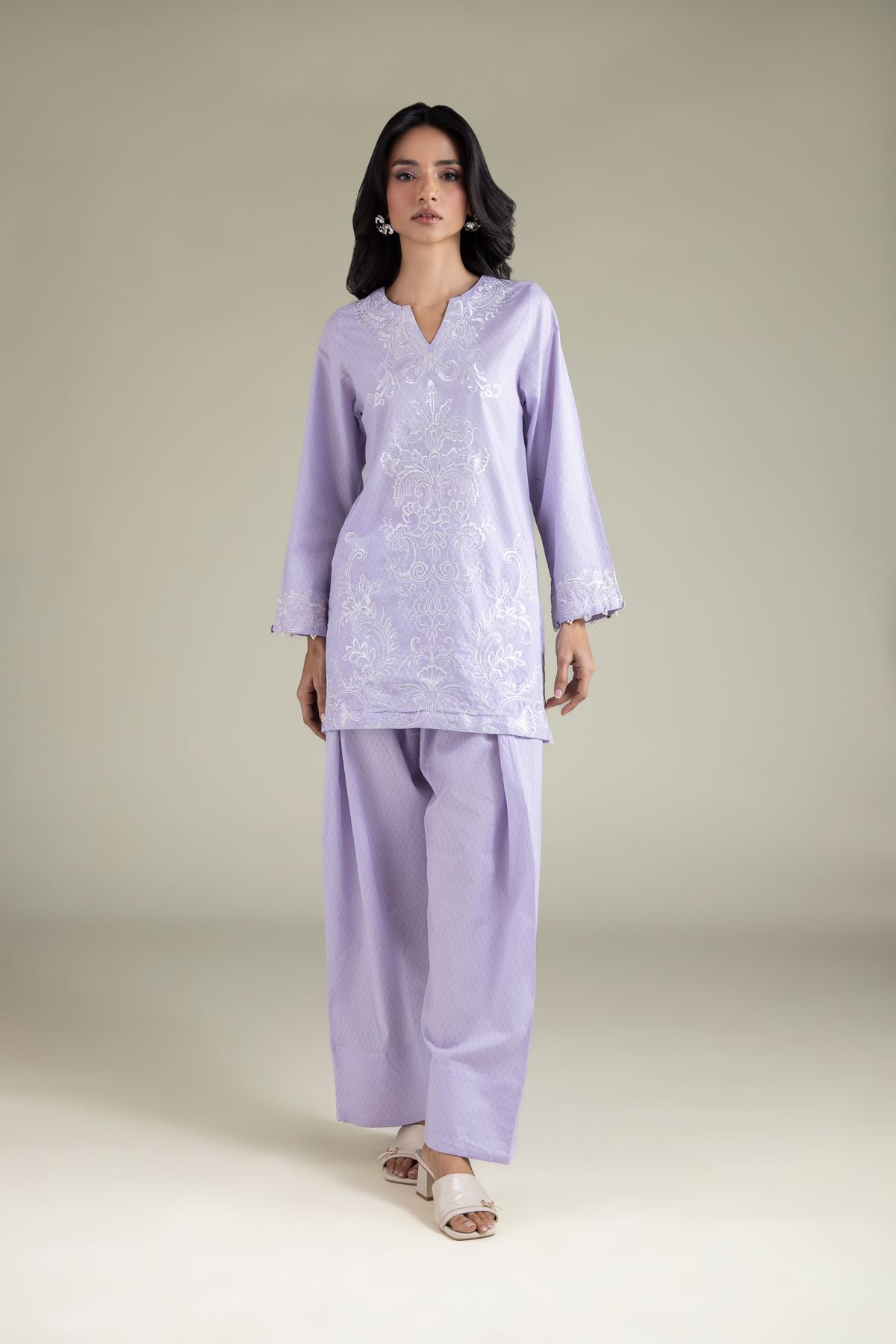 Embroidered Cotton Dobby Relaxed Fit Shalwar - 1-26-117-A-B-VG