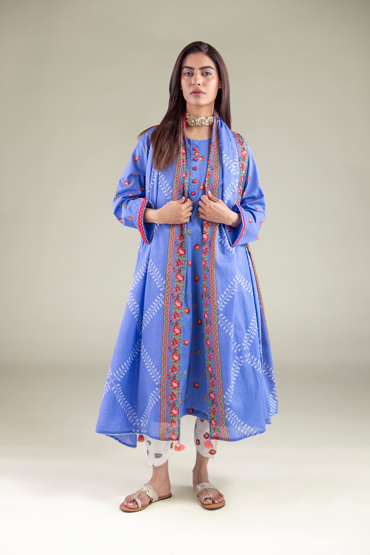 Embroidered Lawn Dupatta - 1-26-123-A-G-VG