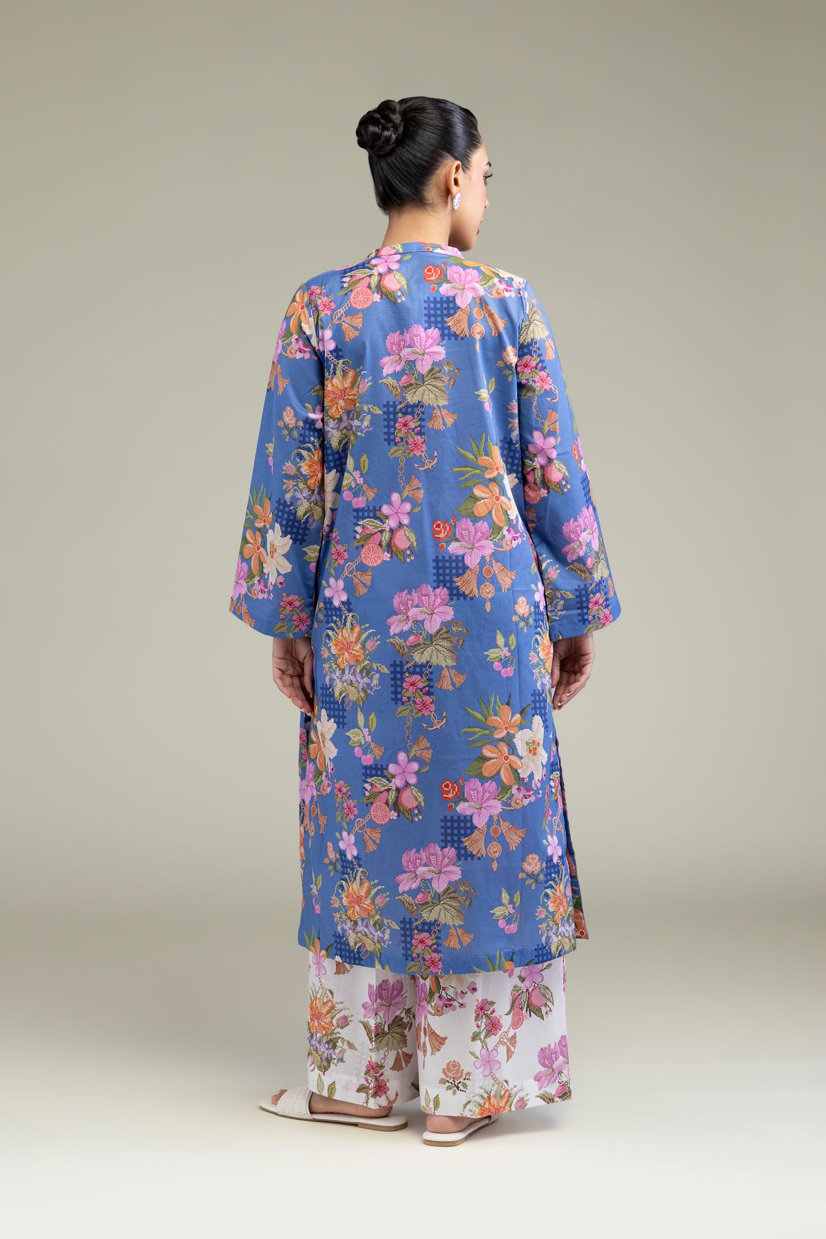 Printed Cambric Floral Blue Kurta - 1-26-247-A-G1-VG