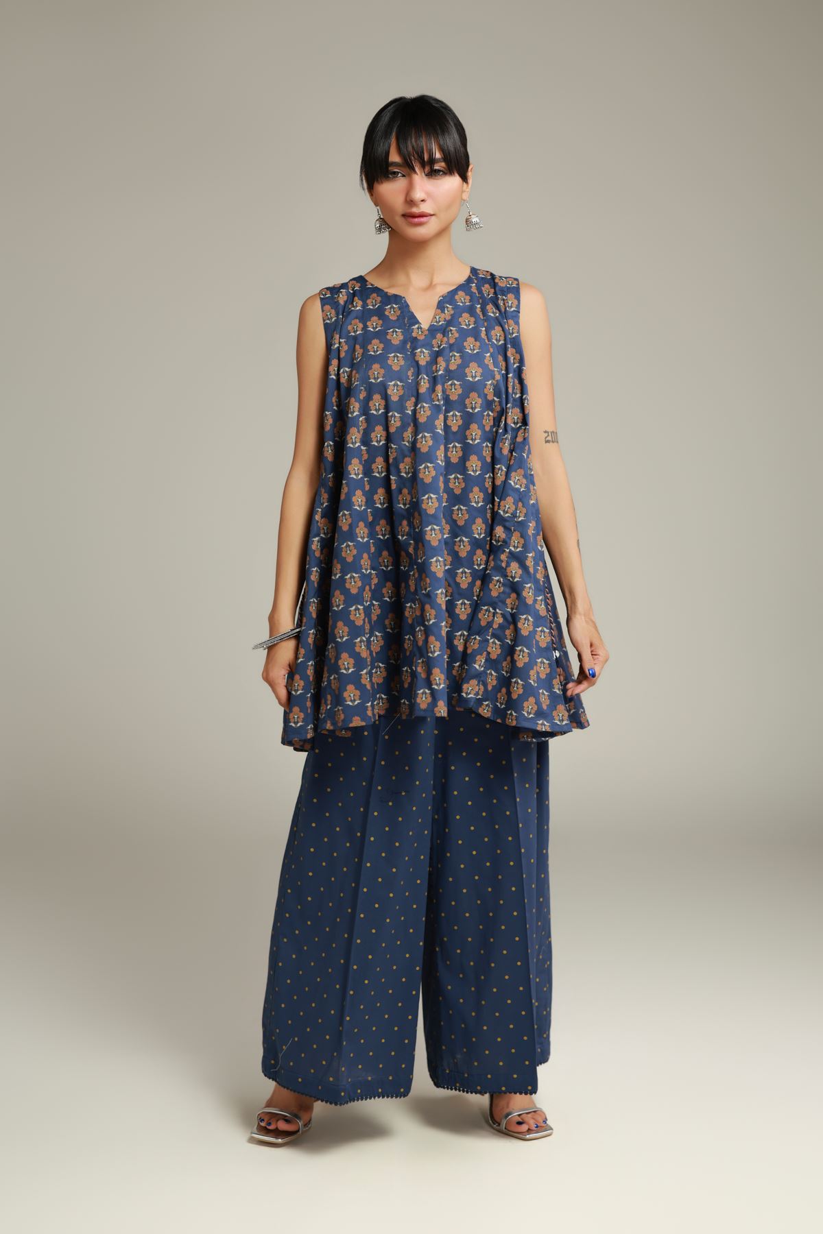 Printed Cambric Navy Cambric Pants - 1-26-228-A-F2-VG