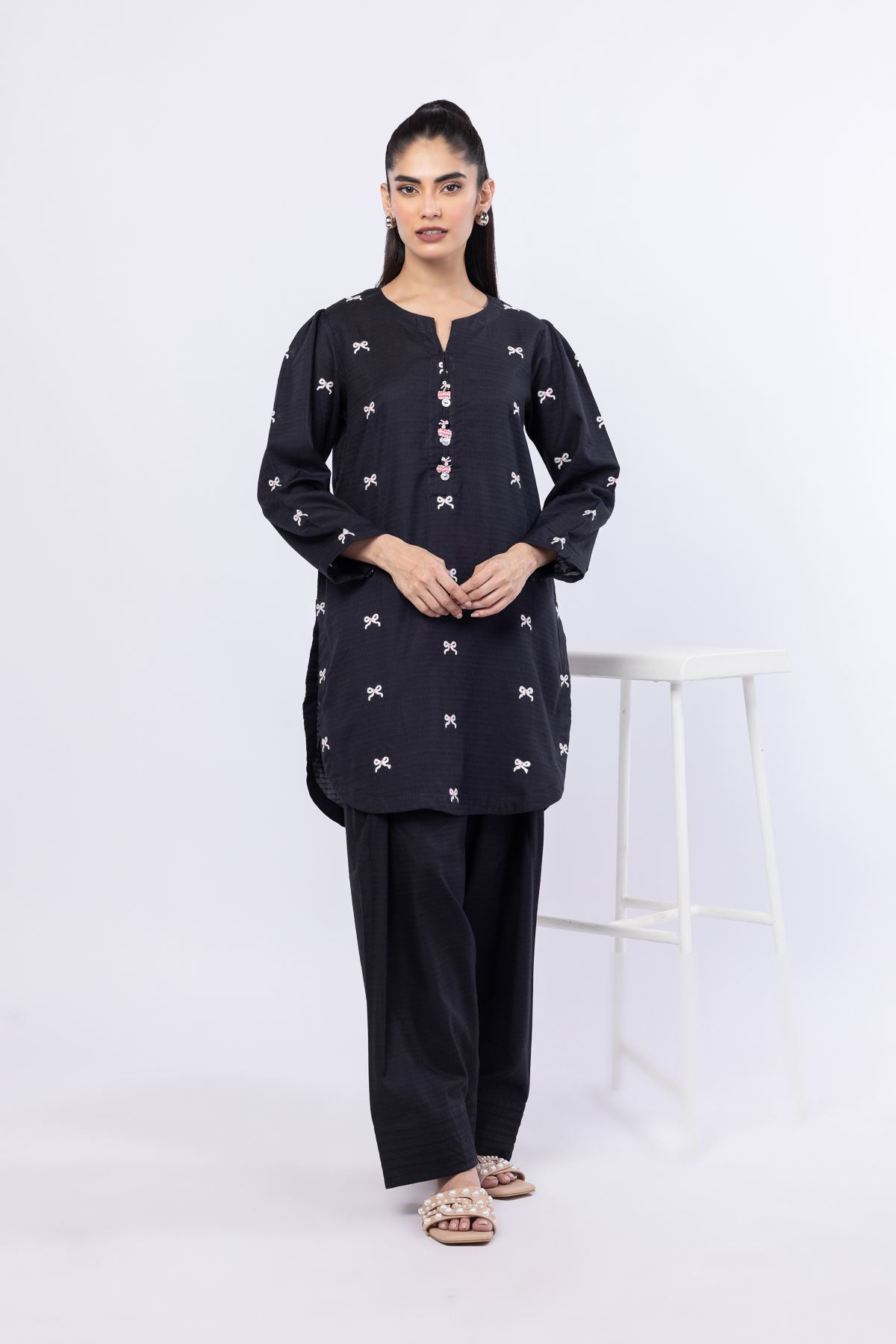 Embroidered Cotton Dobby Kurta - EST24183T-VG