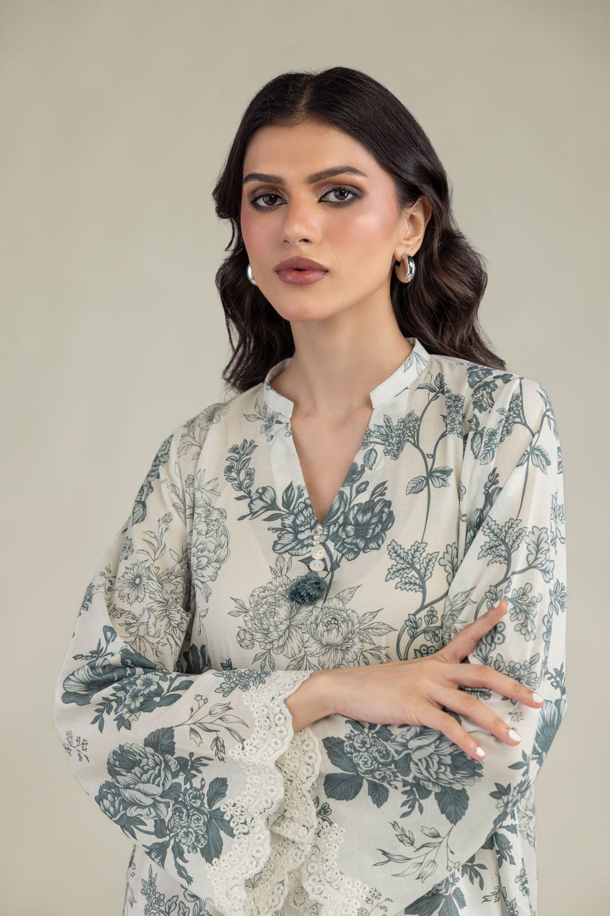Embroidered Lawn Lawn V-Neck Kurta - 1-26-229-C-H1-VG
