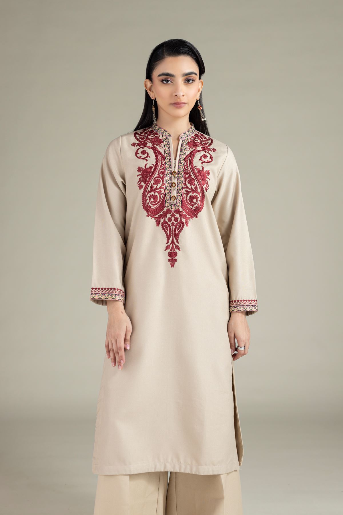 Embroidered Heavy Blended Viscose Kurta - OTD4-EX22-10TA-VG