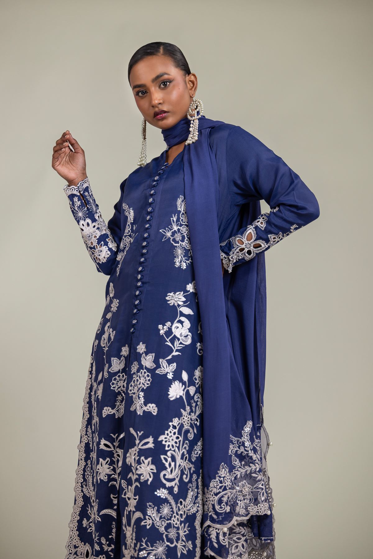Raw Silk 3-Piece Embroidered Suit - 12-26-101-E-G-VG