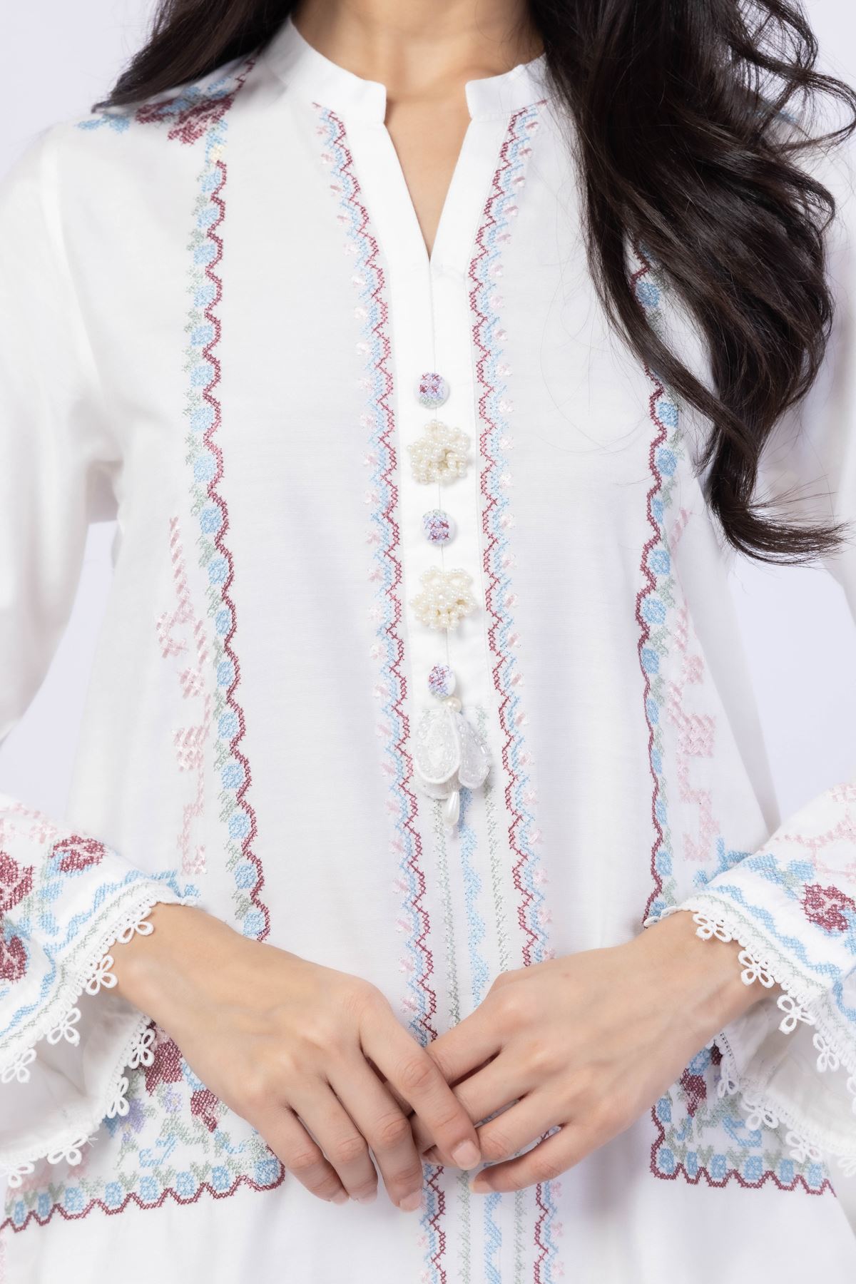 Embroidered Raw Silk Kurta - 25-10-12E4-10TA-VG