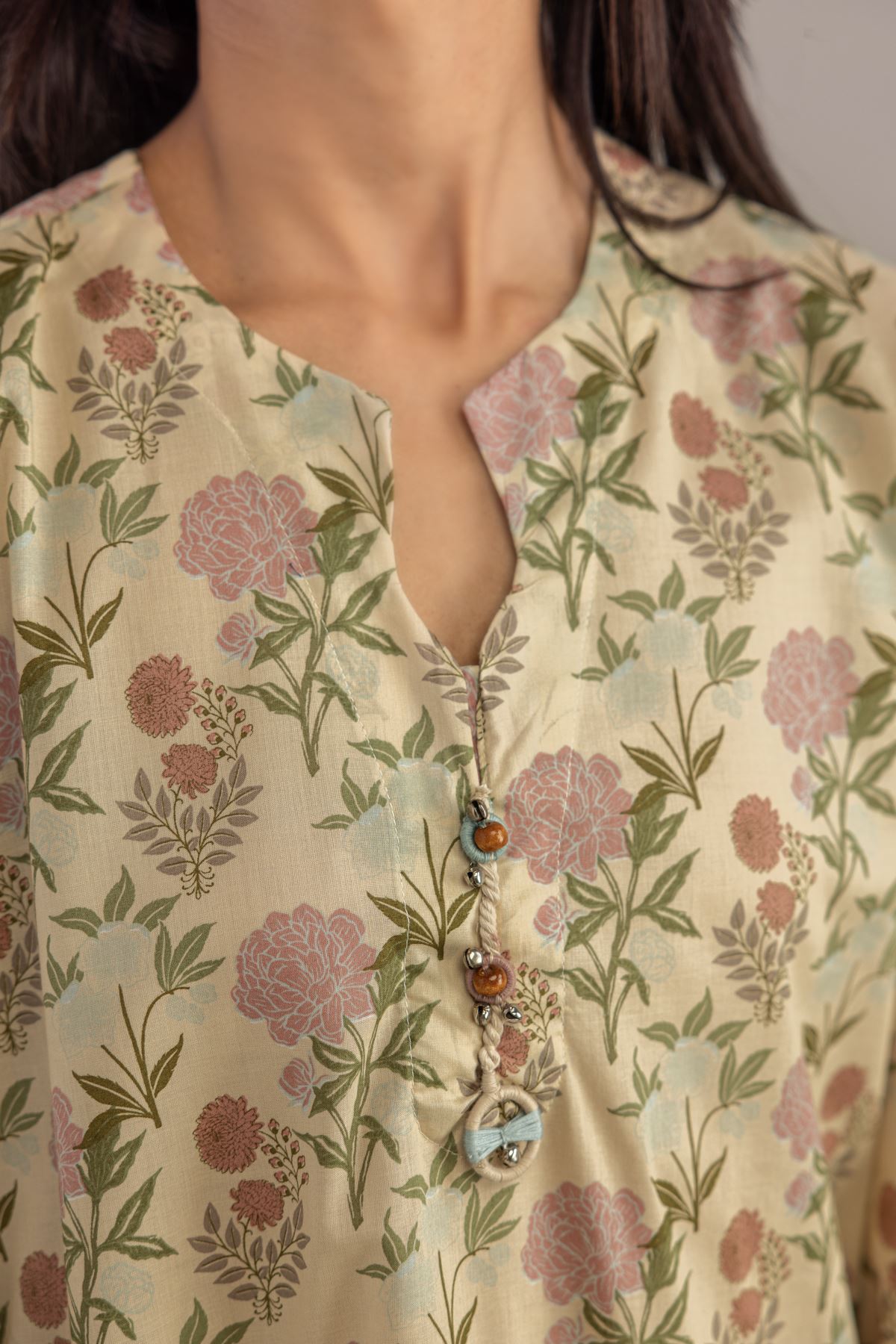 Printed Cambric Floral Printed Kurta - 1-26-102-A-F-VG