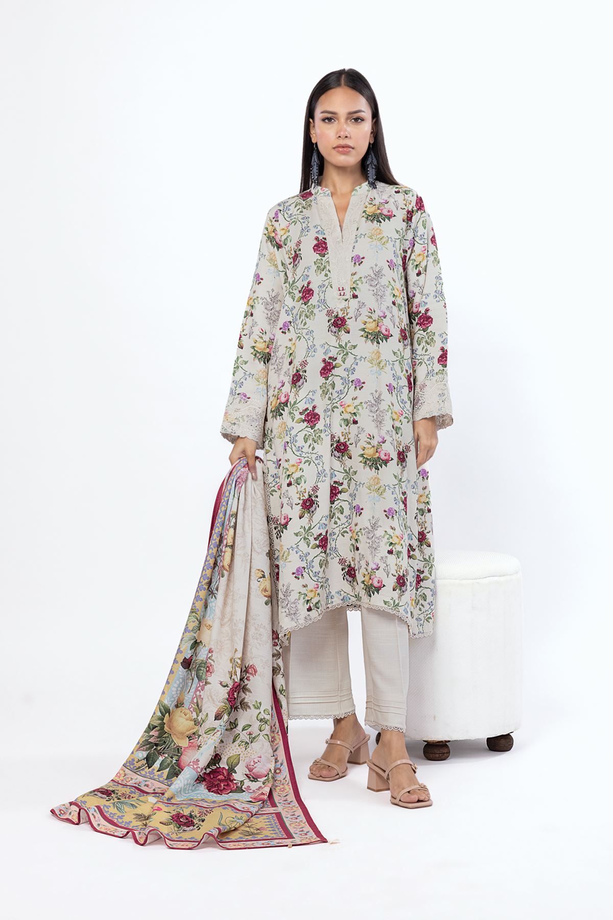 Embroidered Blended Khaddar Fabrics 3 Piece - 1001910727