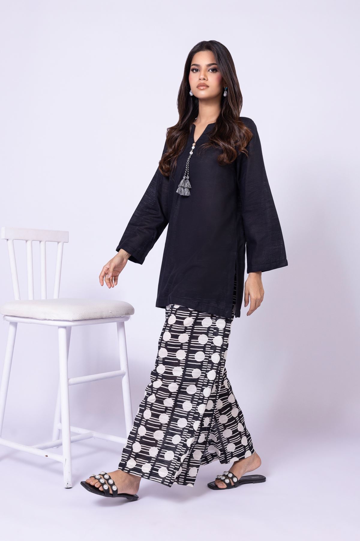 Printed Textured Cotton Pants - 25-09-11E3-07TA-VG