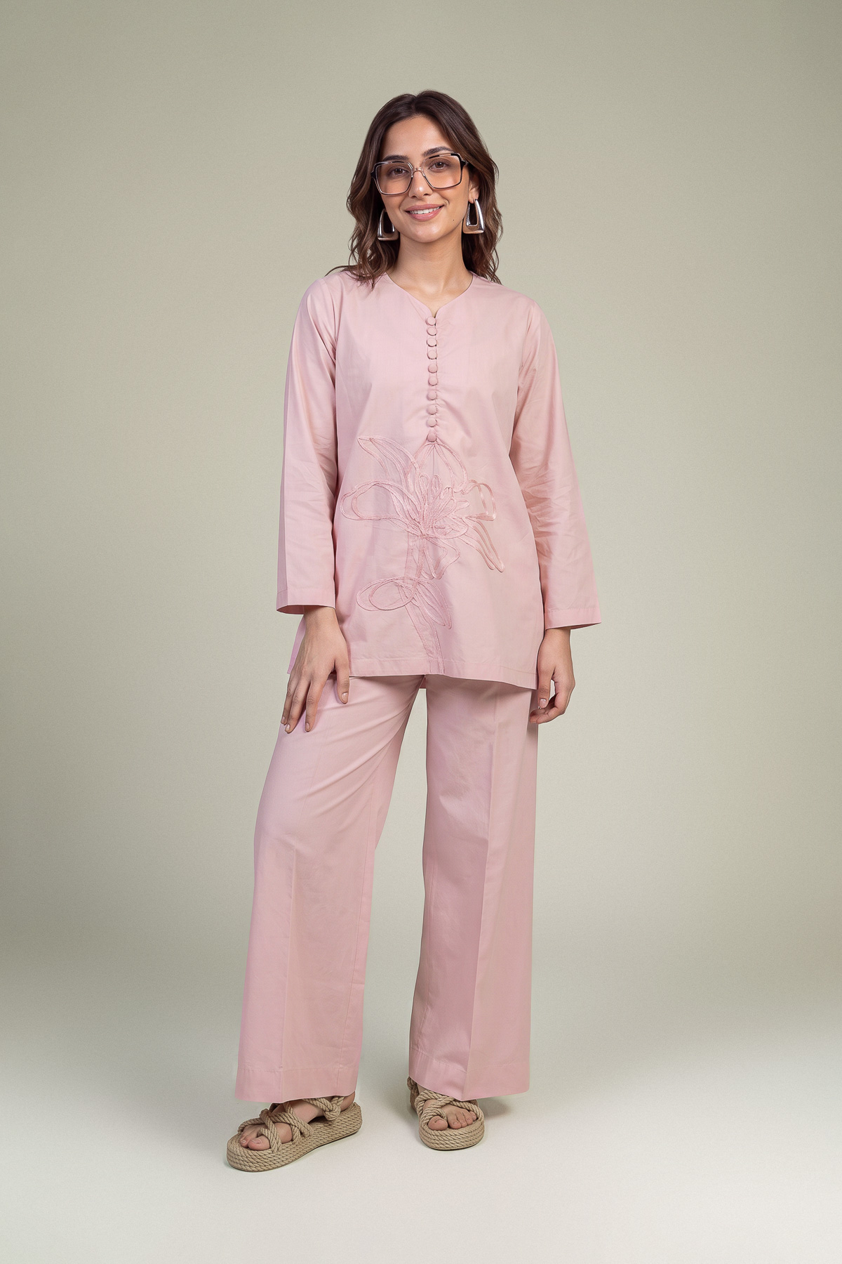 Dyed Poplin Pink Poplin Pants - 1-26-102-A-F-VG