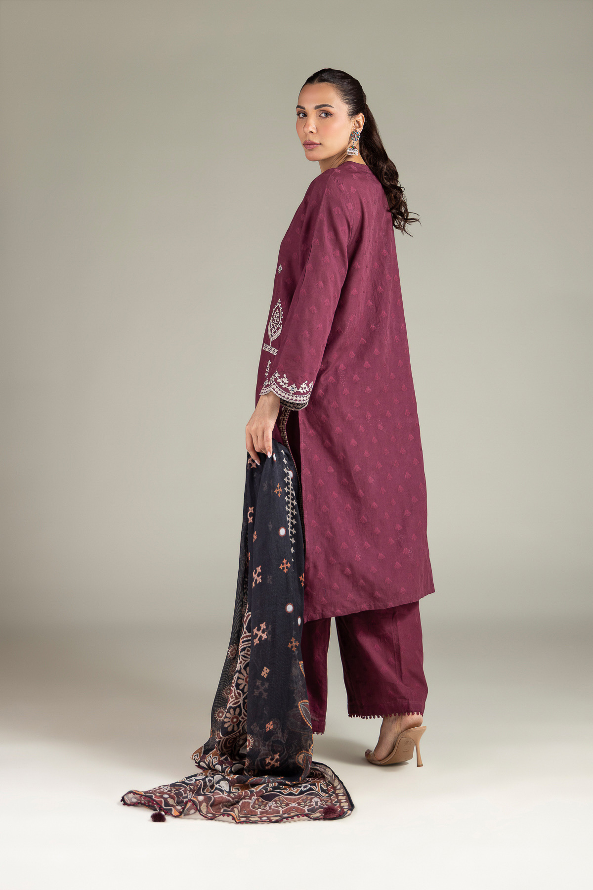 Embroidered Broshia Fabrics 3 Piece - 2-26-308-A-B1-VG
