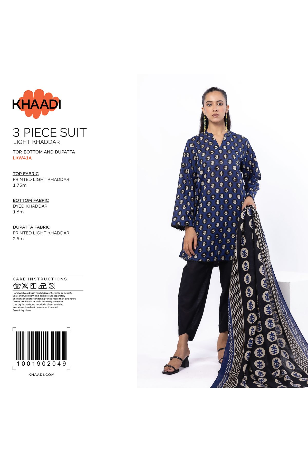 Printed Light Khaddar Fabrics 3 Piece - A22-26-102FG1-VG