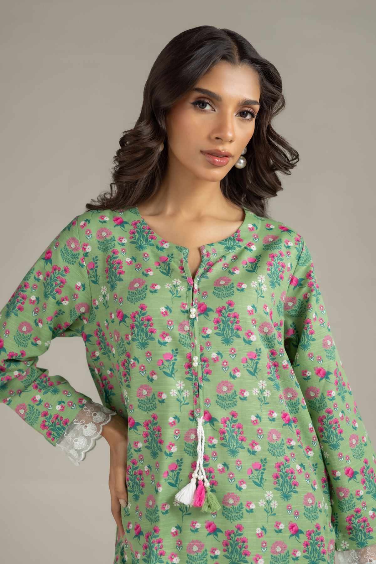 Printed Textured Cotton Kurta - OTD4-EX22-10TA-VG