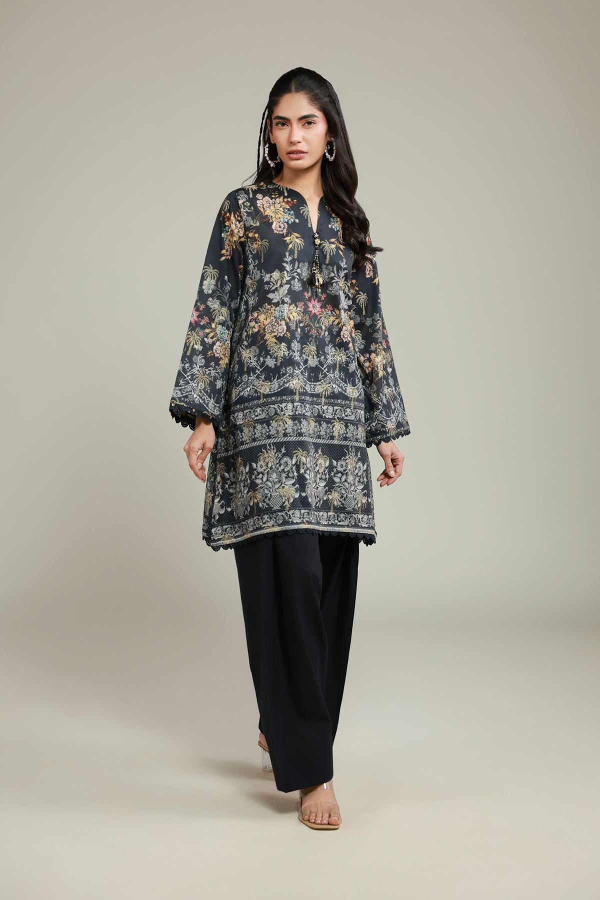Printed Jacquard Black Tailored Set - T-A113-26-110EA1-VG