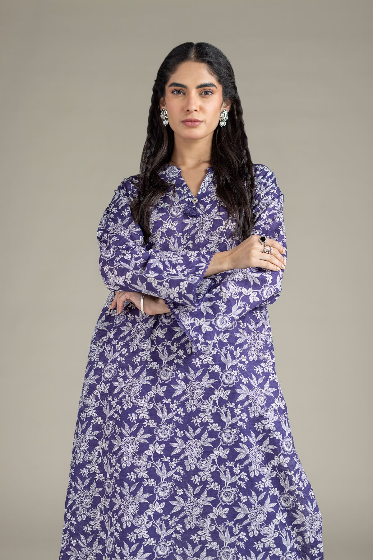 Printed Khaddar Kurta - 25-10-12E1-04TA-VG