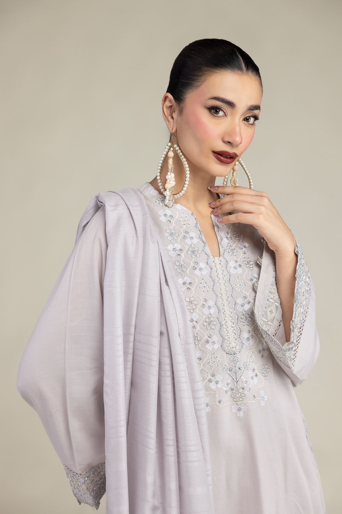 Embroidered Polyester Silk Polyester Silk Dupatta - 2-26-207-A-C1-VG