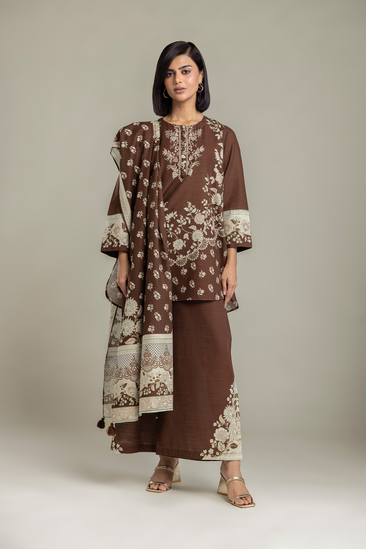 Printed Light Khaddar Tailored 3-Piece Set - 1-26-226-A-A2-VG