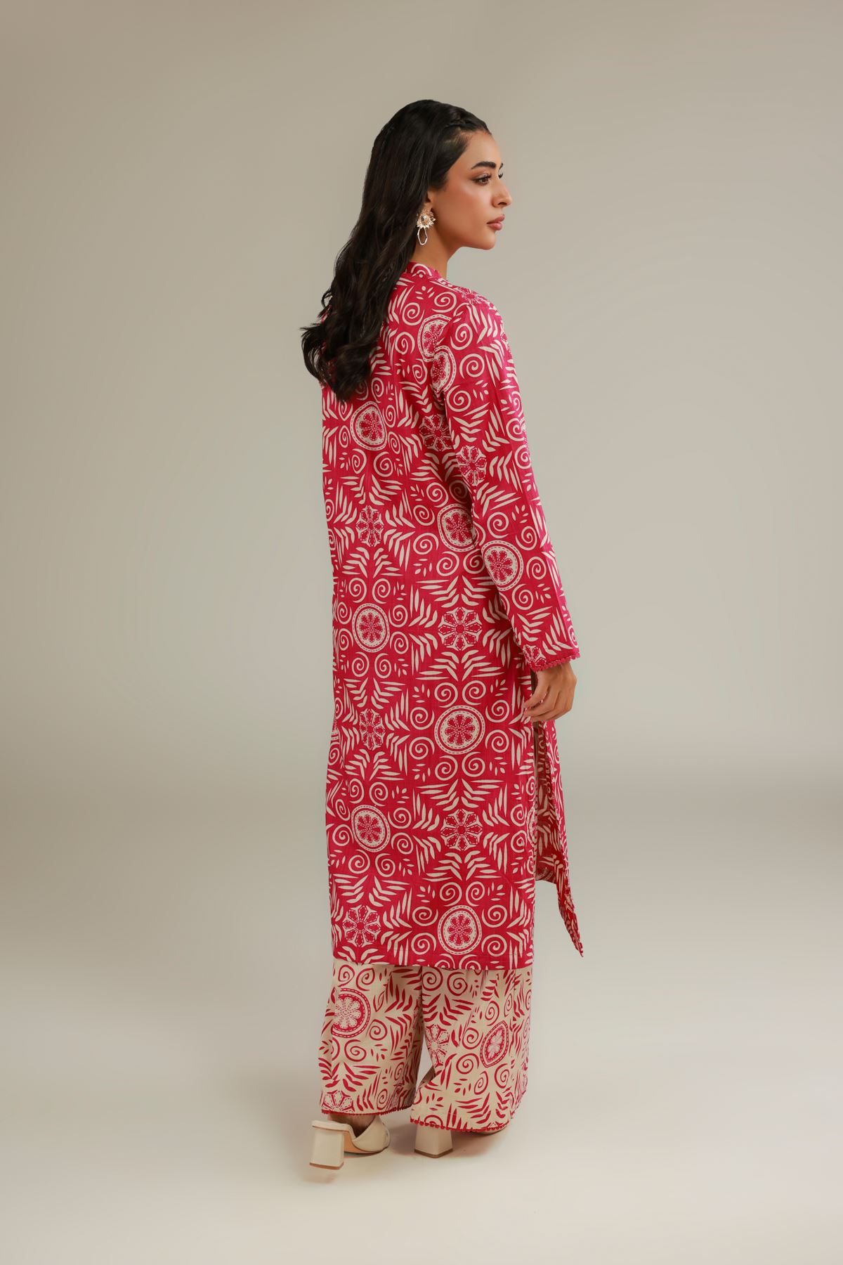 Printed Textured Cotton Floral Red Kurta - 25-11-12S2-10TA-VG