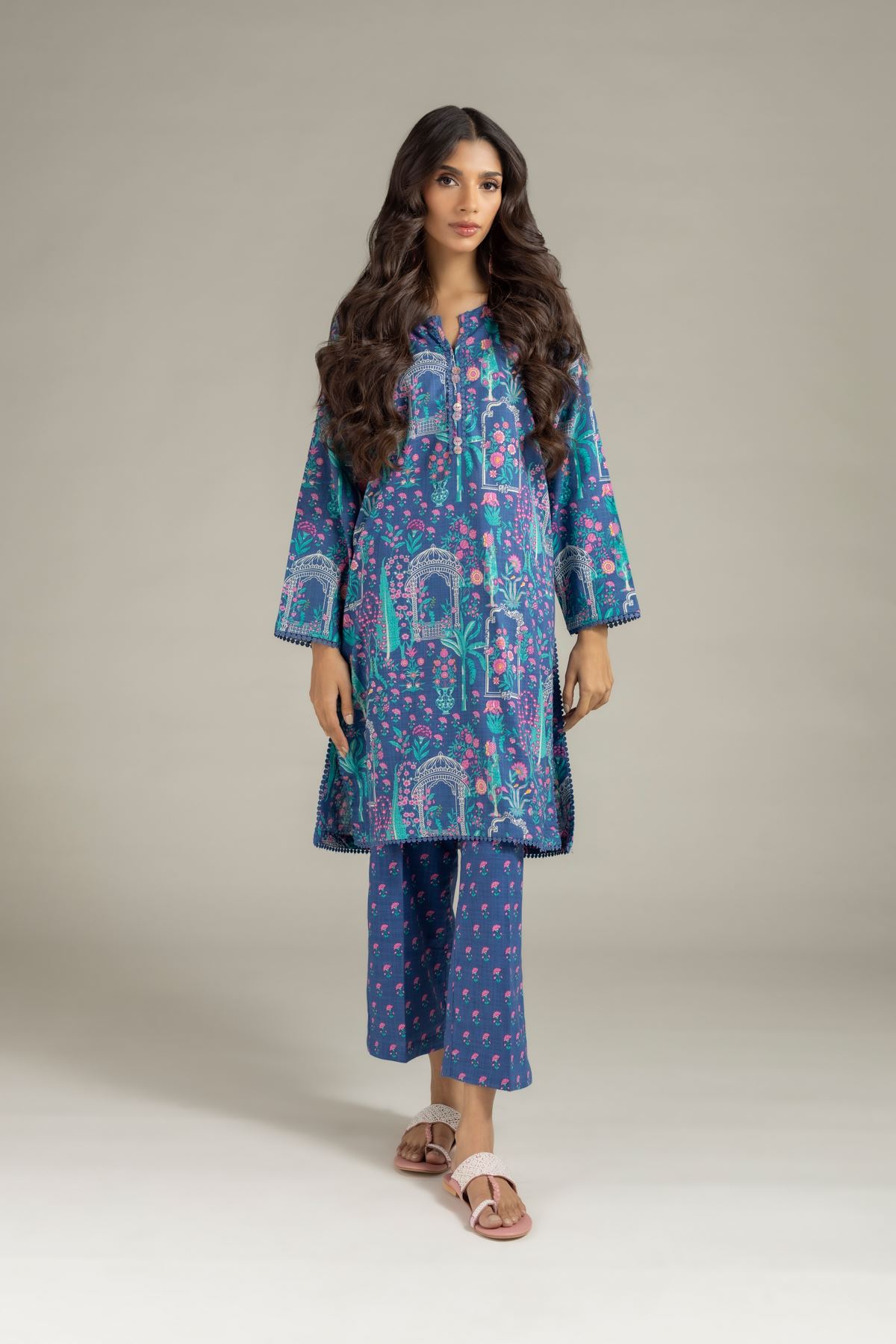 Printed Heavy Textured Cotton Kurta - 25-09-12E2-01TA-VG