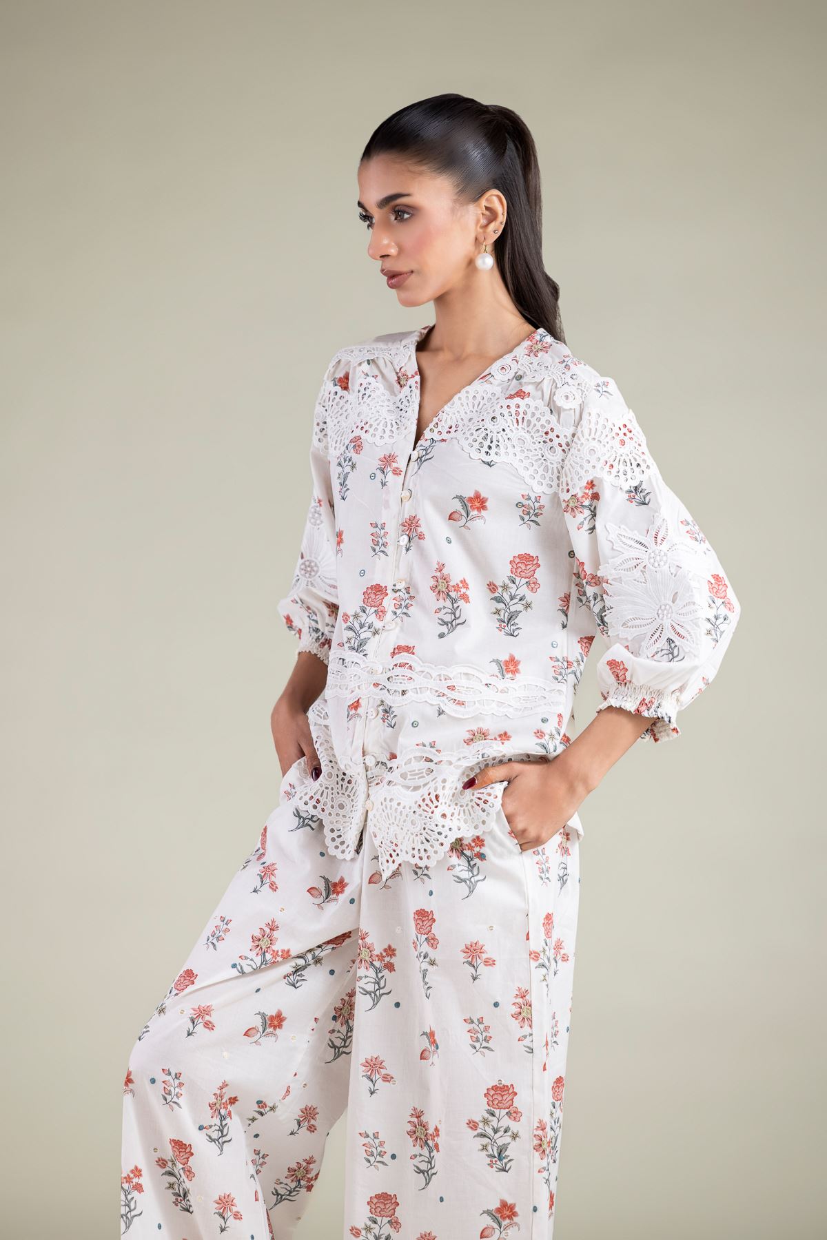 Embroidered Cambric Blouse - 6-26-105-A-D-VG