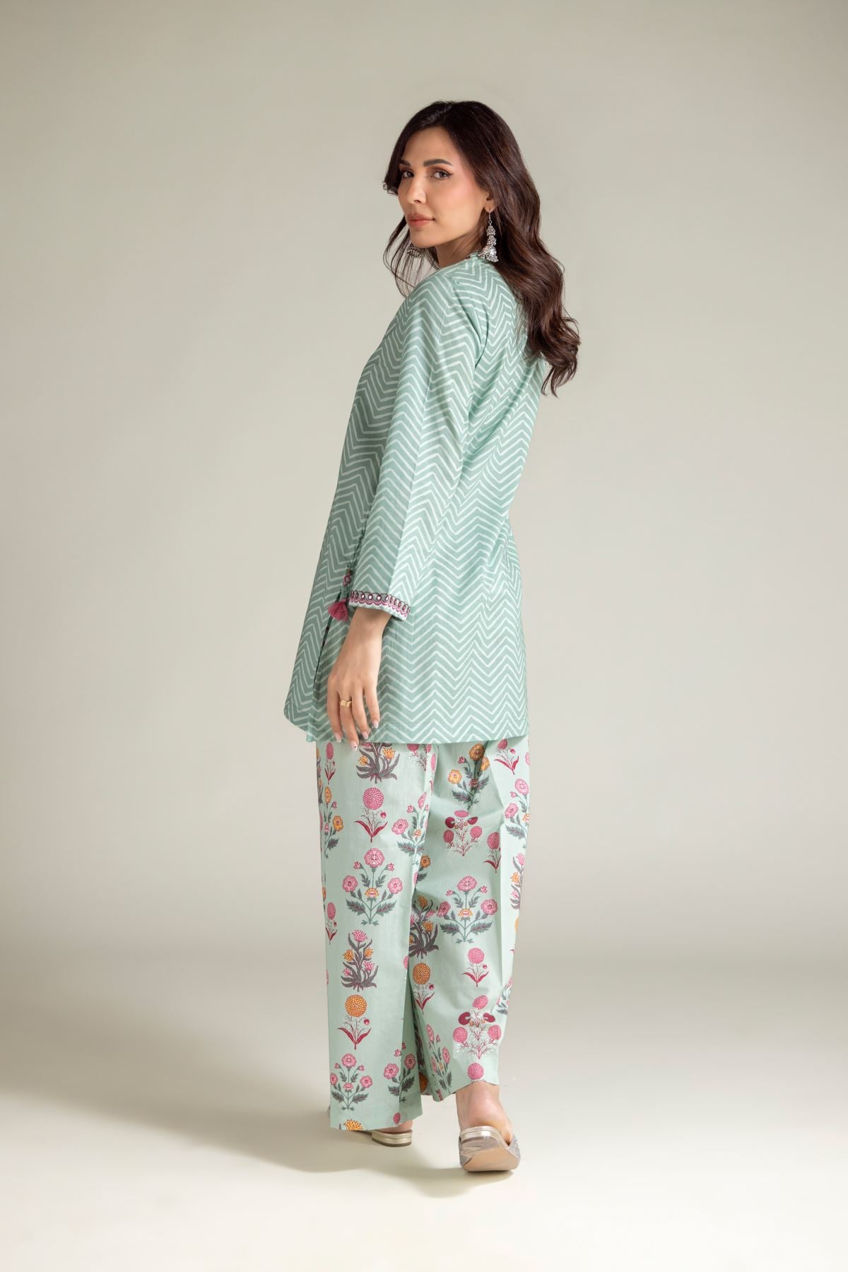 Embroidered Cambric Mint Cambric Kurta - 25-09-11E3-11TB-VG